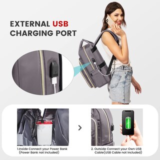 Foto 5 | Mochila Lovevook Para Mujer, Portátil De 15,6 Pulgadas, Trabajo Y Viajes, Gris Y Morado - Venta Internacional.