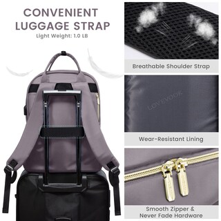 Foto 6 | Mochila Lovevook Para Mujer, Portátil De 15,6 Pulgadas, Trabajo Y Viajes, Gris Y Morado - Venta Internacional.