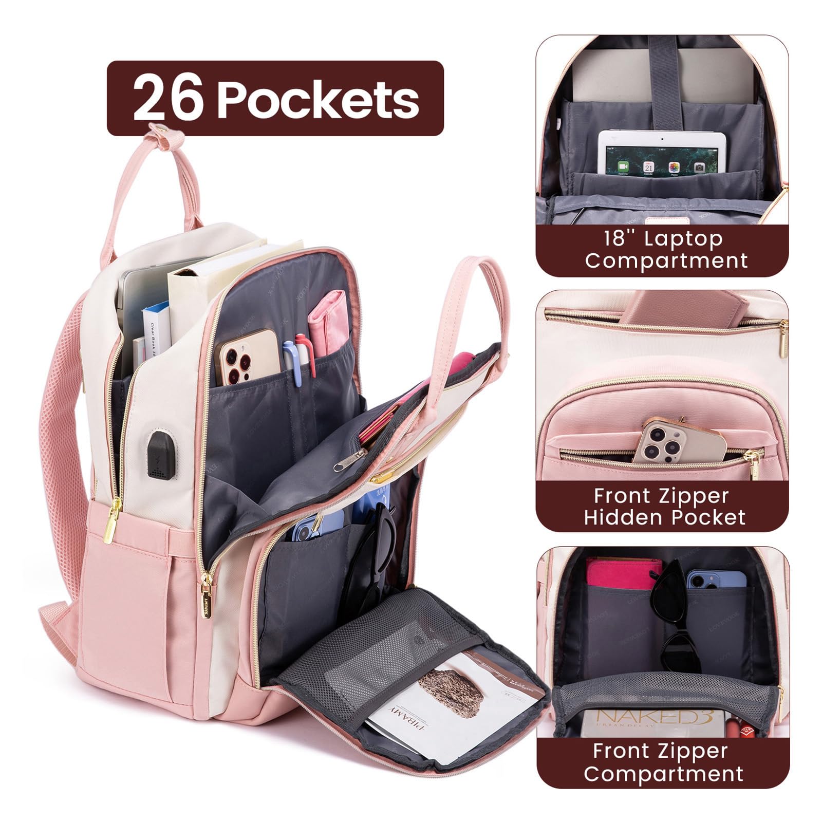 Foto 3 pulgar | Mochila Lovevook Para Portátil De Mujer De 18 Pulgadas Impermeable - Venta Internacional.