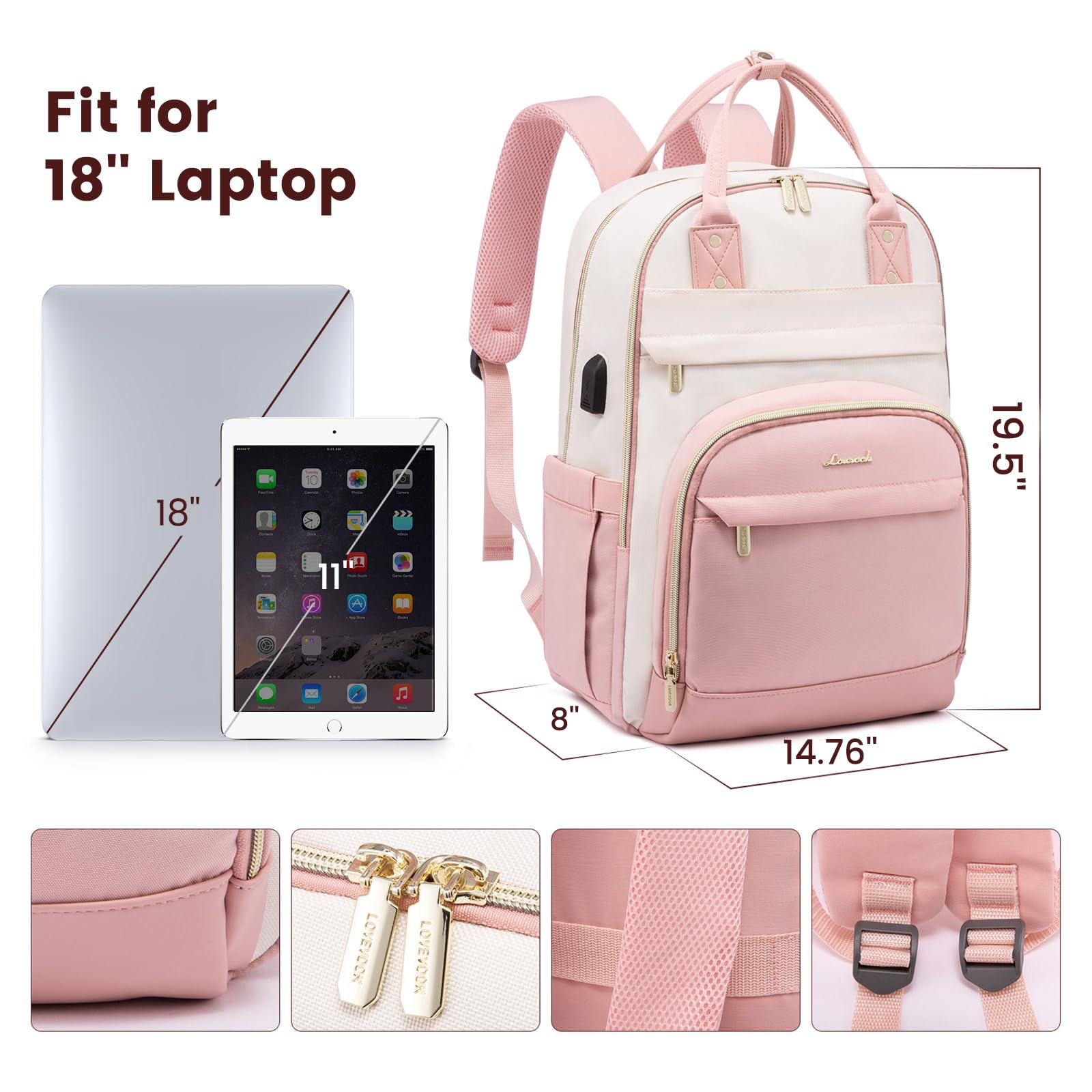 Foto 4 pulgar | Mochila Lovevook Para Portátil De Mujer De 18 Pulgadas Impermeable - Venta Internacional.