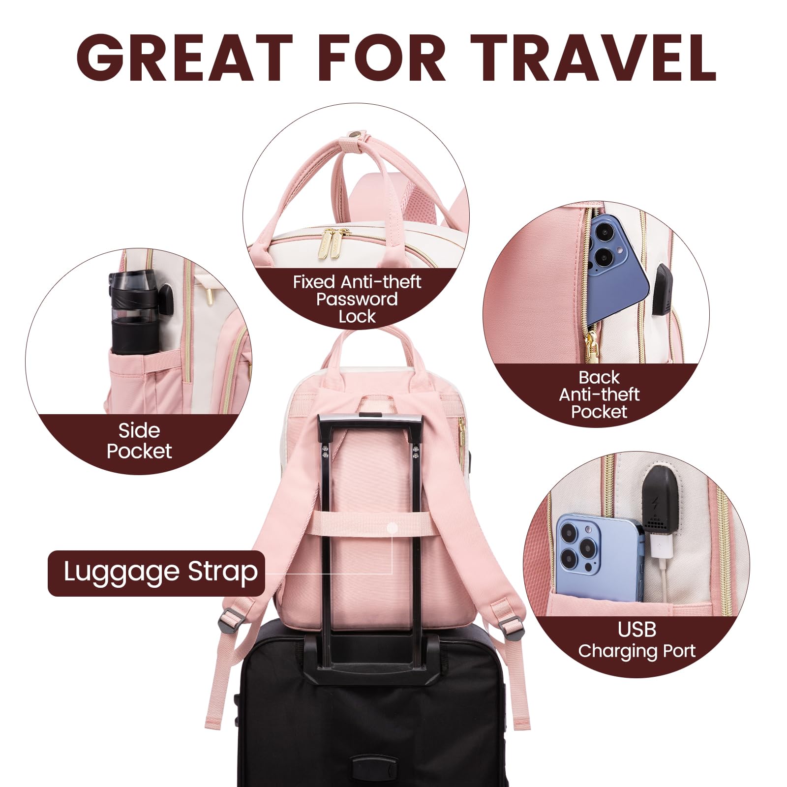 Foto 6 | Mochila Lovevook Para Portátil De Mujer De 18 Pulgadas Impermeable - Venta Internacional.