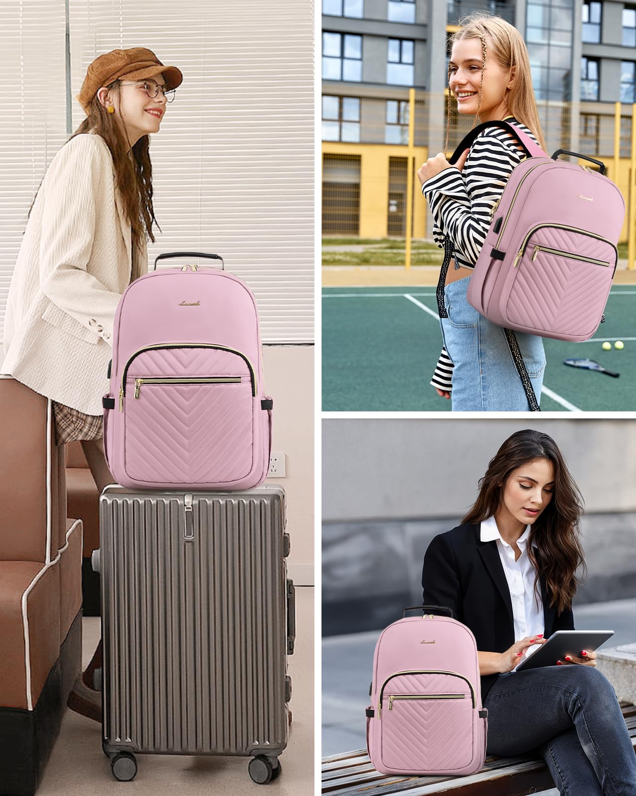 Foto 7 pulgar | Mochila Lovevook Para Portátil De Mujer De 15,6 Pulgadas Con Puerto Usb, Color Rosa - Venta Internacional.
