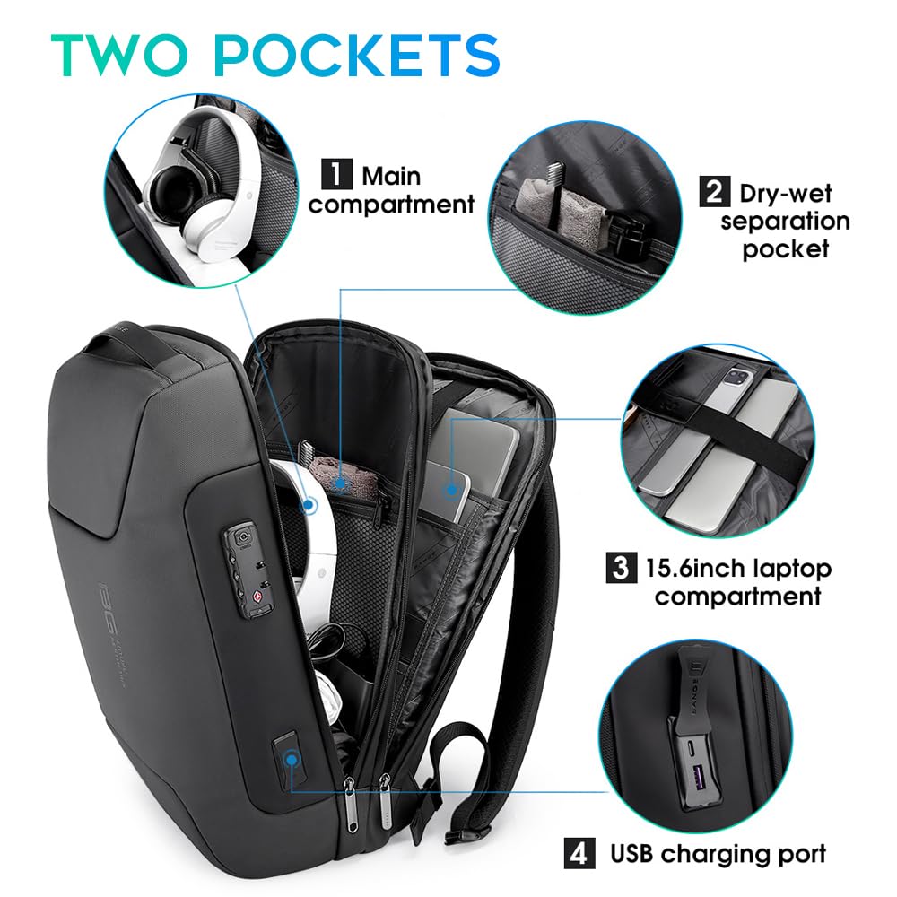 Foto 3 pulgar | Mochila Antirrobo Bange Con Puerto De Carga Usb Para Portátil De 15,6 Pulgadas - Venta Internacional.