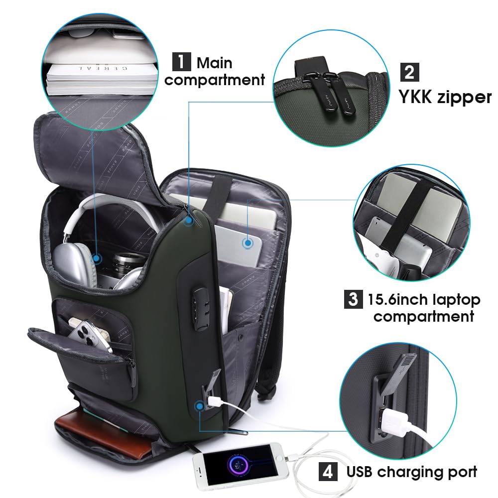Foto 4 pulgar | Mochila Bange Business Con Puerto De Carga Usb Para Portátil De 15,6 Pulgadas - Venta Internacional.