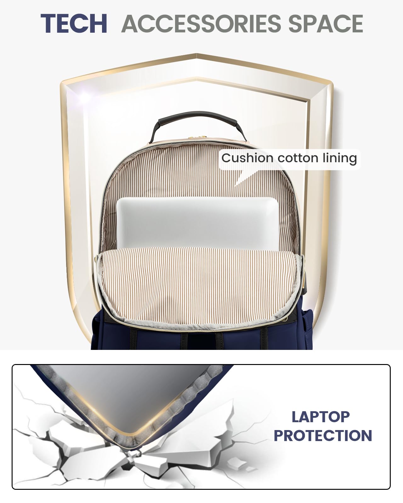 Foto 8 pulgar | Mochila Lovevook Para Portátil Para Mujer De 15,6 Pulgadas Con Puerto Usb, Color Azul Marino - Venta Internacional.