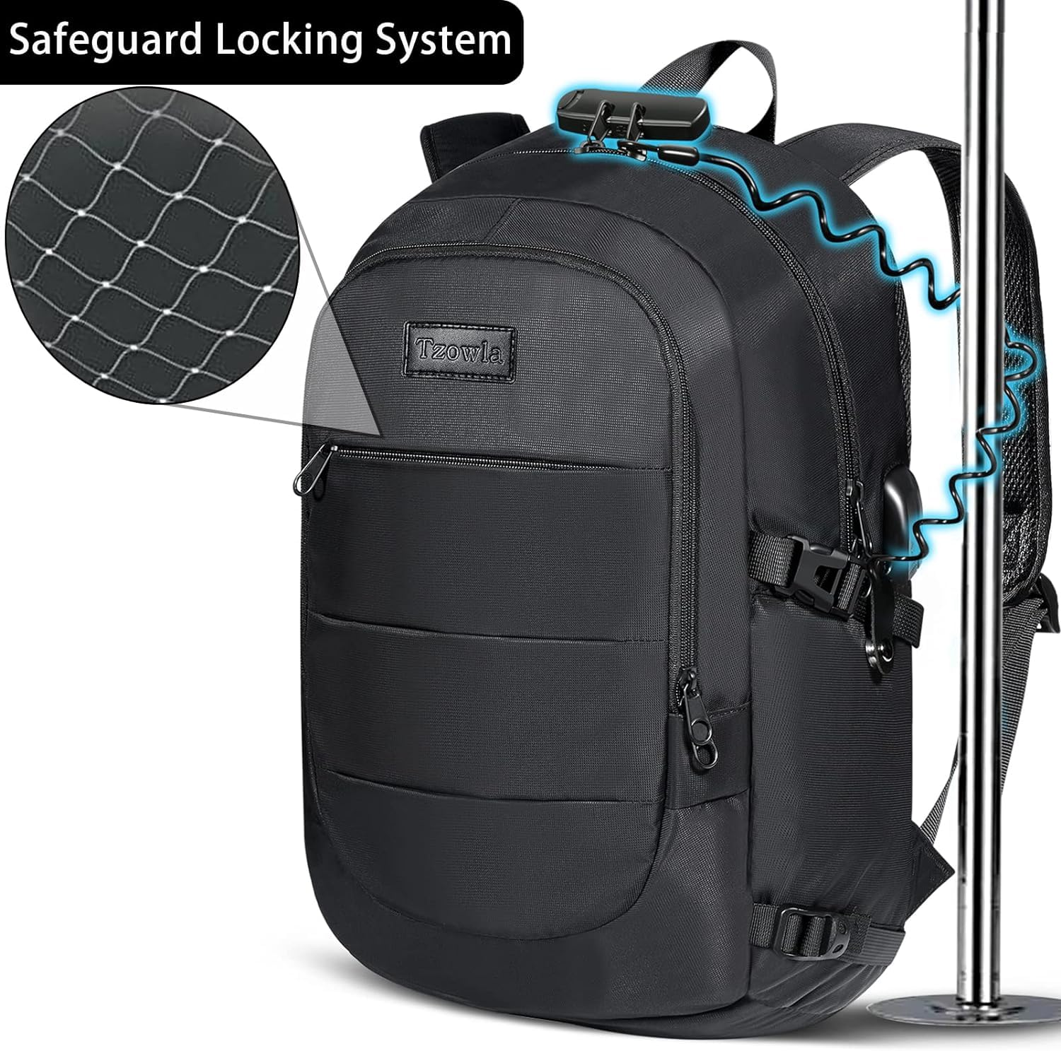 Foto 6 pulgar | Mochila Antirrobo Para Portátil Tzowla 40l Con Puerto De Carga Usb - Venta Internacional.