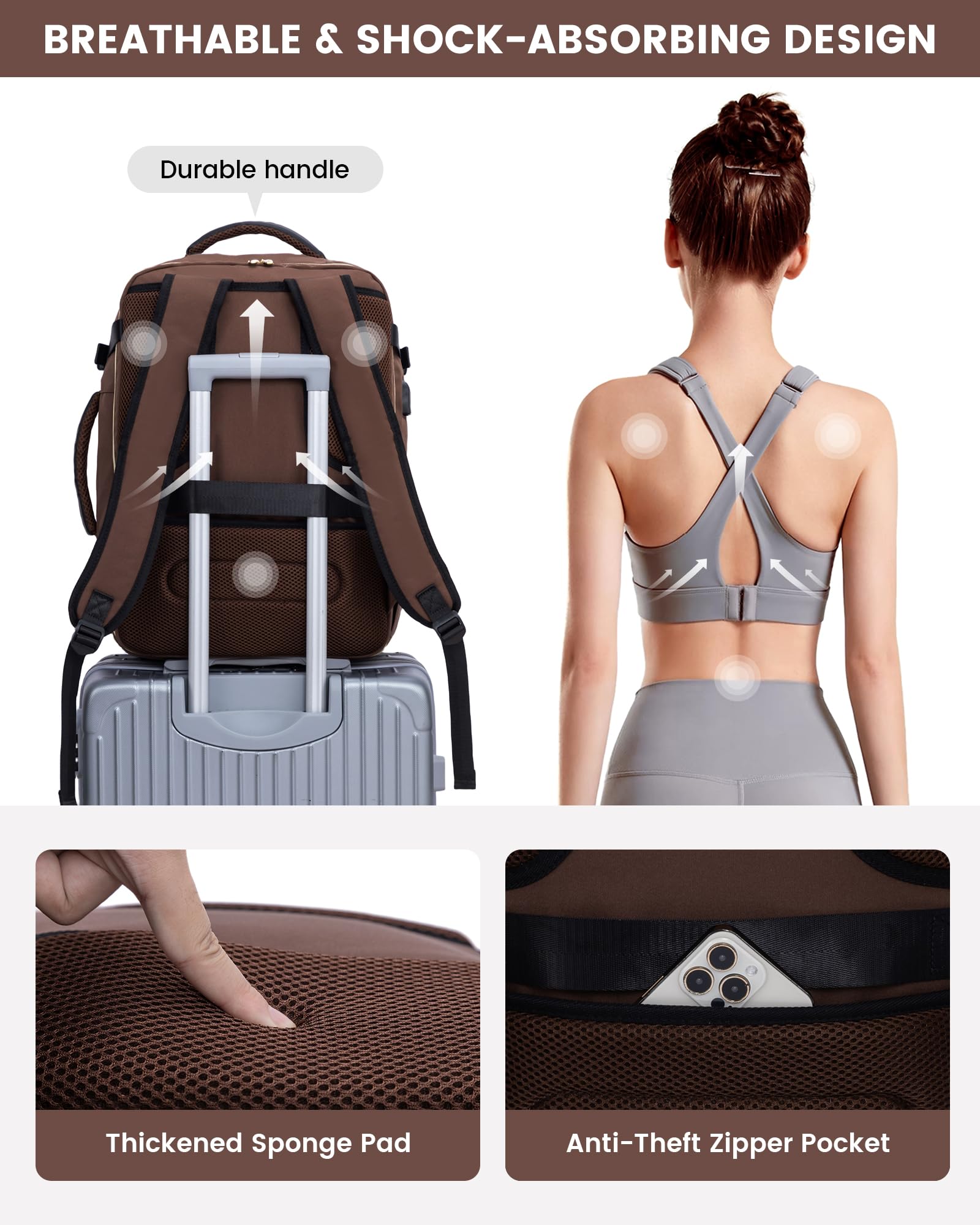 Foto 8 pulgar | Mochila Lovevook Large Travel De 40 Litros Para Mujer Con Portátil De 17 Pulgadas - Venta Internacional.