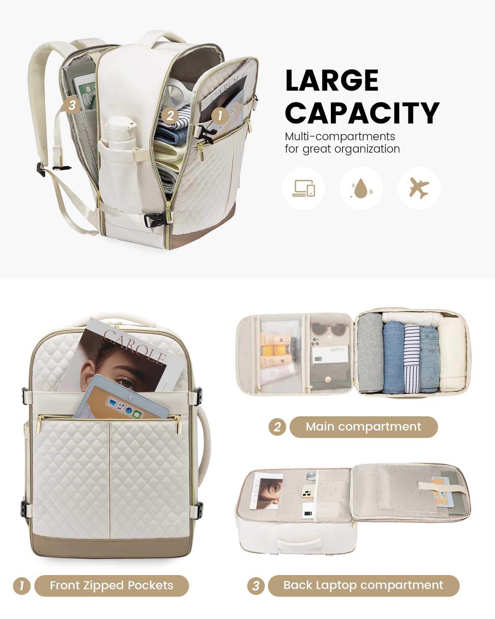 Foto 4 pulgar | Mochila De Viaje Lovevook Carry On De 40 Litros Para Mujer Con Portátil De 17 Pulgadas - Venta Internacional.