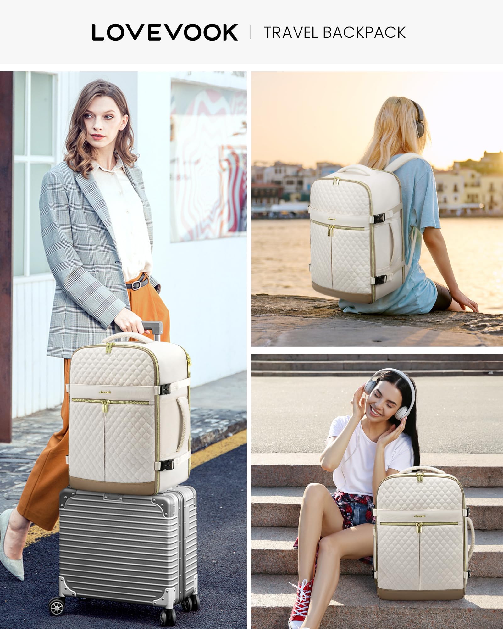 Foto 6 | Mochila De Viaje Lovevook Carry On De 40 Litros Para Mujer Con Portátil De 17 Pulgadas - Venta Internacional.