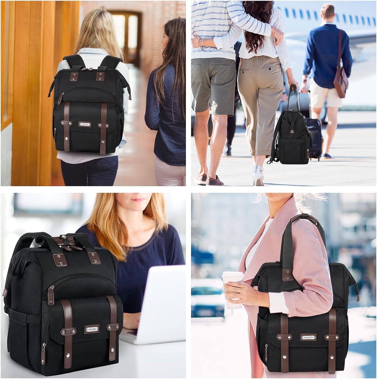 Foto 8 pulgar | Mochila Para Portátil Falanko Para Mujer De 15.6 Pulgadas Con Puerto Usb Negra - Venta Internacional.