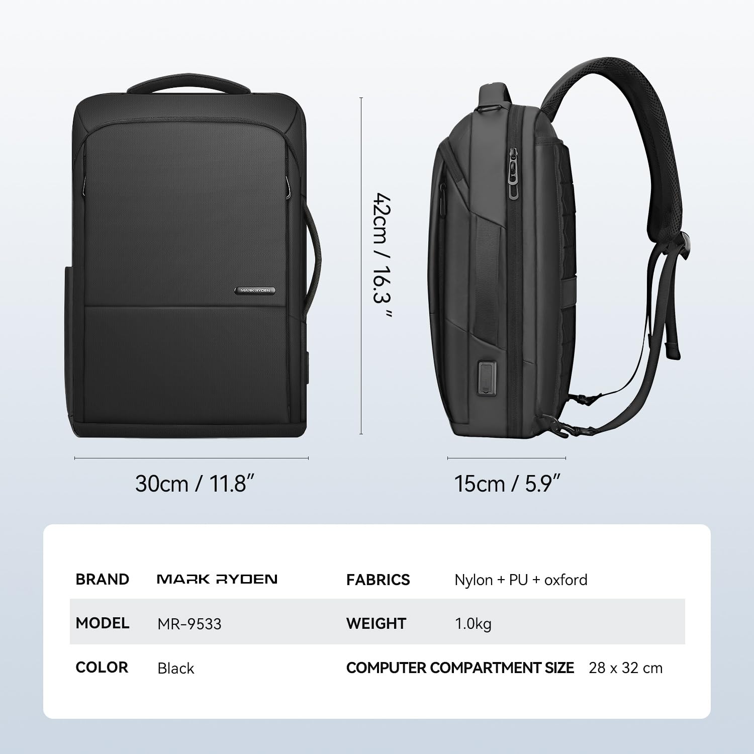 Foto 6 | Mochila Mark Ryden Slim Para Hombre Portátil De 15.6 Pulgadas A Prueba De Agua - Venta Internacional.