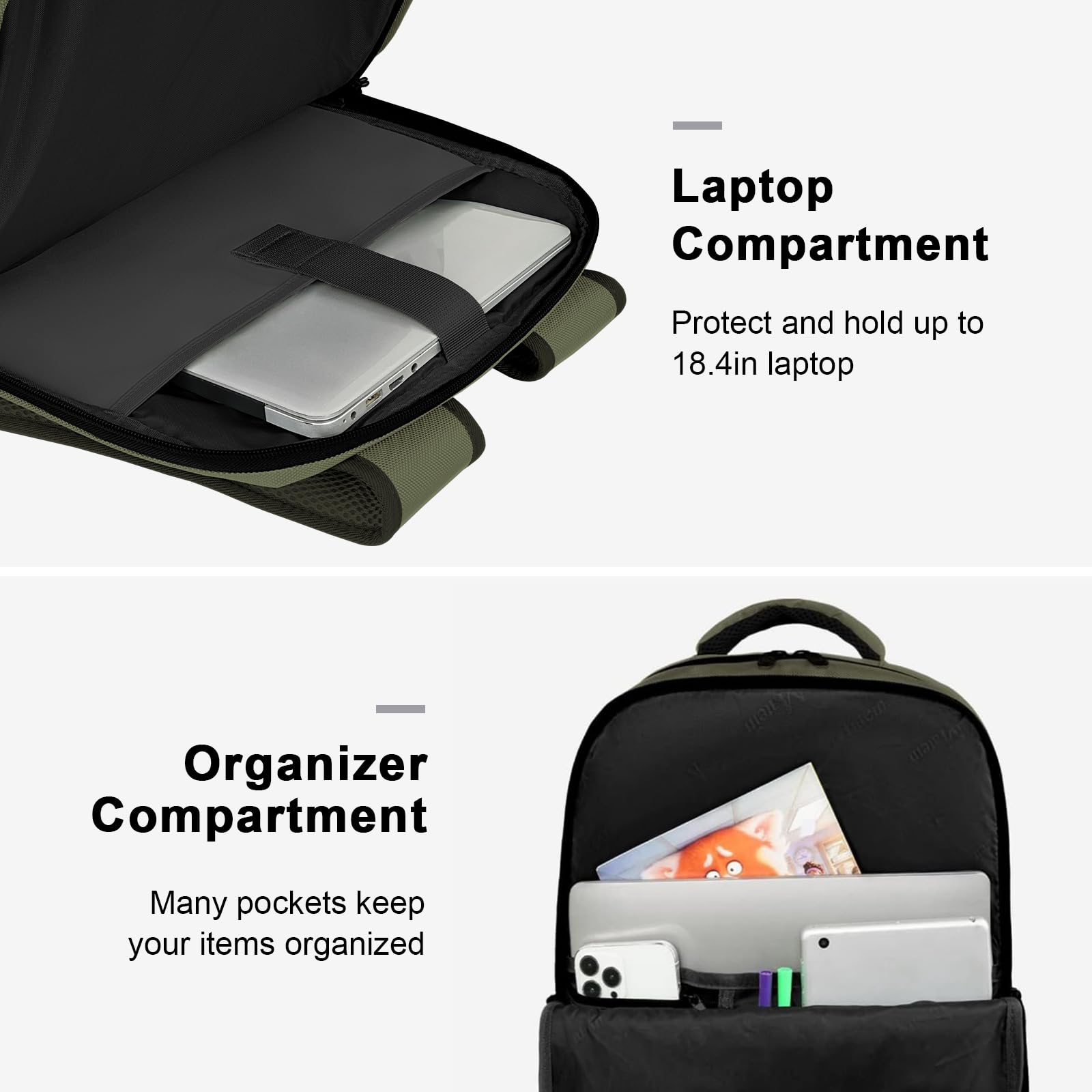 Foto 5 pulgar | Mochila Matein Extra Large Carry On 45 L Con Puerto Usb Verde - Venta Internacional.