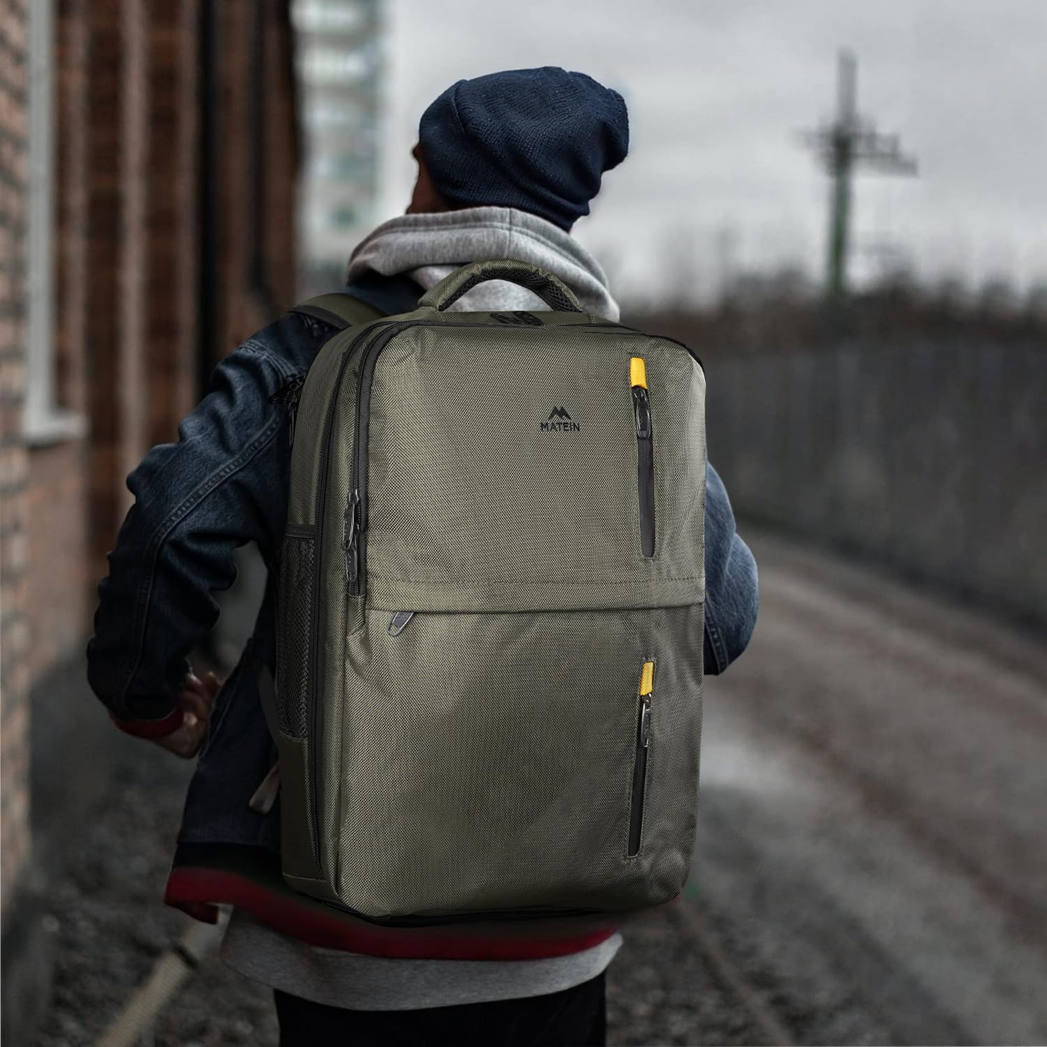 Foto 7 pulgar | Mochila Matein Extra Large Carry On 45 L Con Puerto Usb Verde - Venta Internacional.
