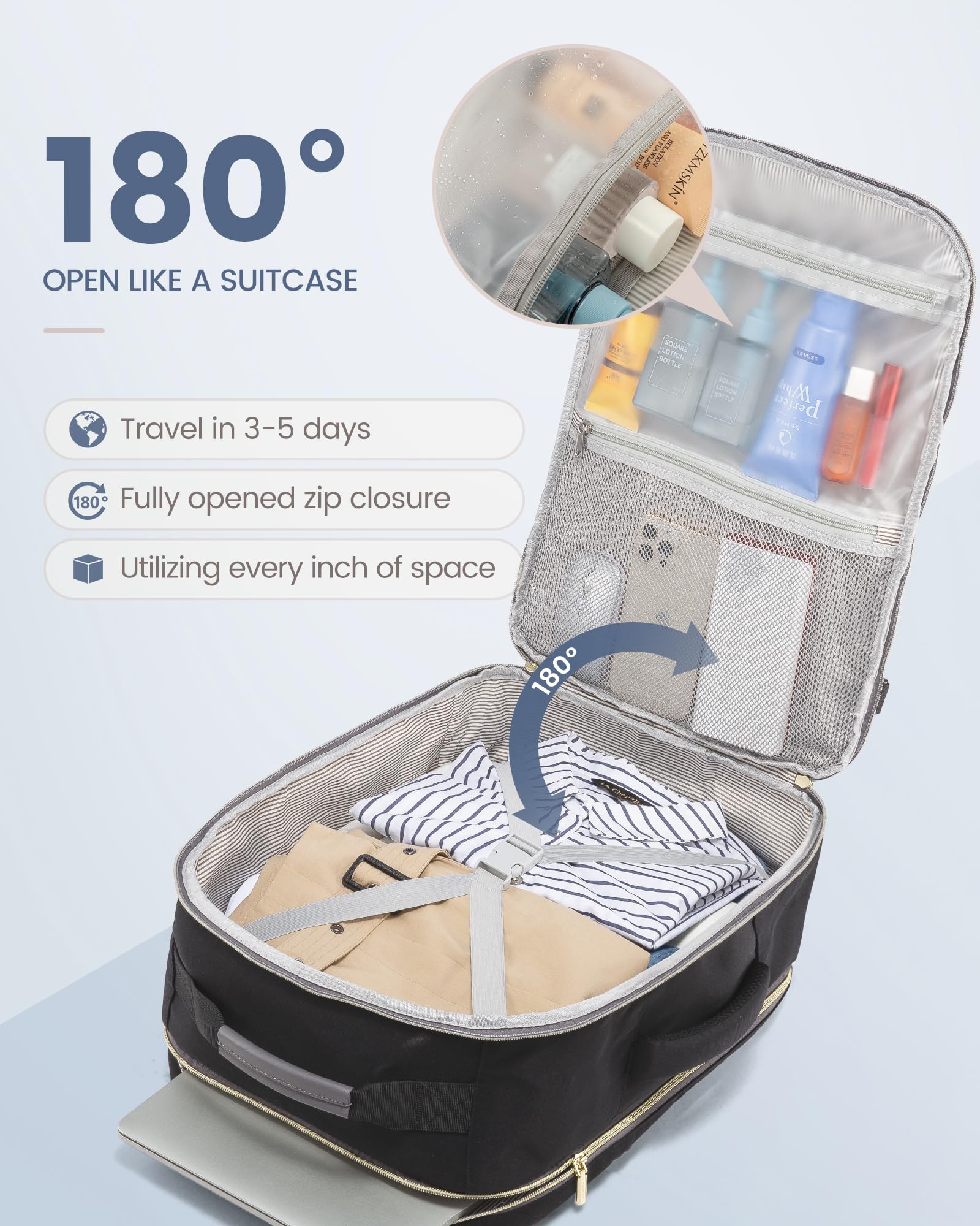 Foto 2 | Mochila De Viaje Lovevook Carry On Para Portátil De 17 Pulgadas A Prueba De Agua De 40 Litros - Venta Internacional.
