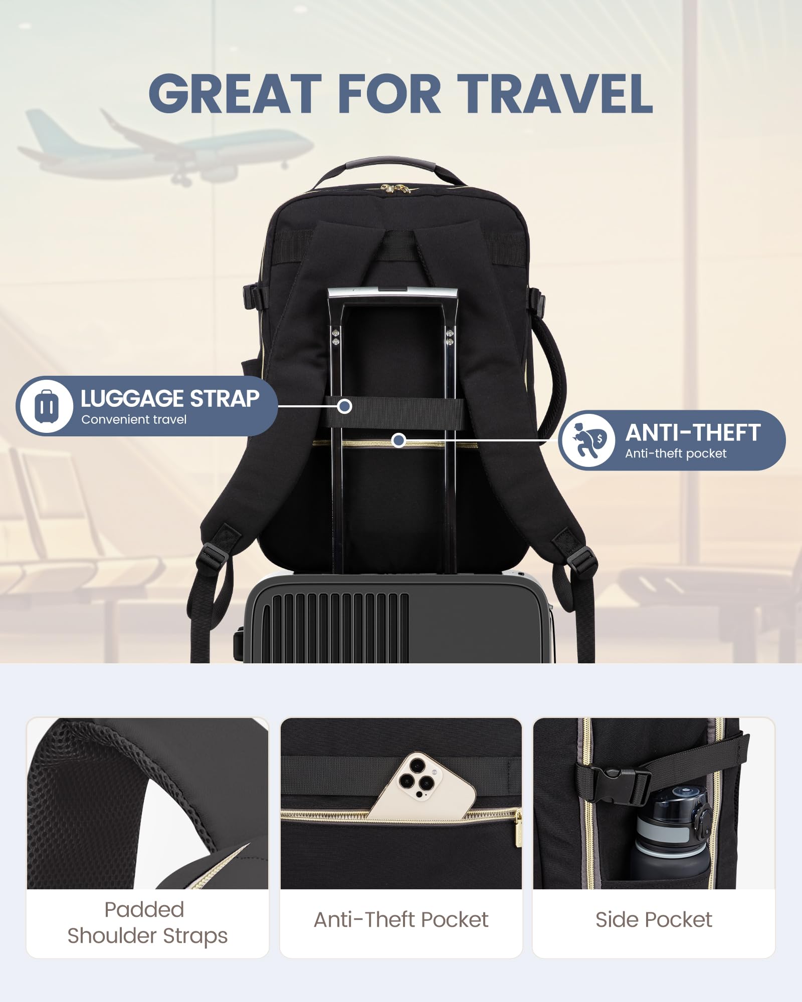 Foto 7 pulgar | Mochila De Viaje Lovevook Carry On Para Portátil De 17 Pulgadas A Prueba De Agua De 40 Litros - Venta Internacional.