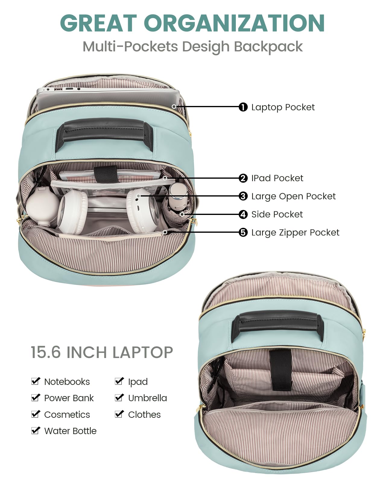 Foto 4 pulgar | Mochila Lovevook Para Portátil De 15.6 Pulgadas Con Puerto Usb Para Mujer - Venta Internacional.