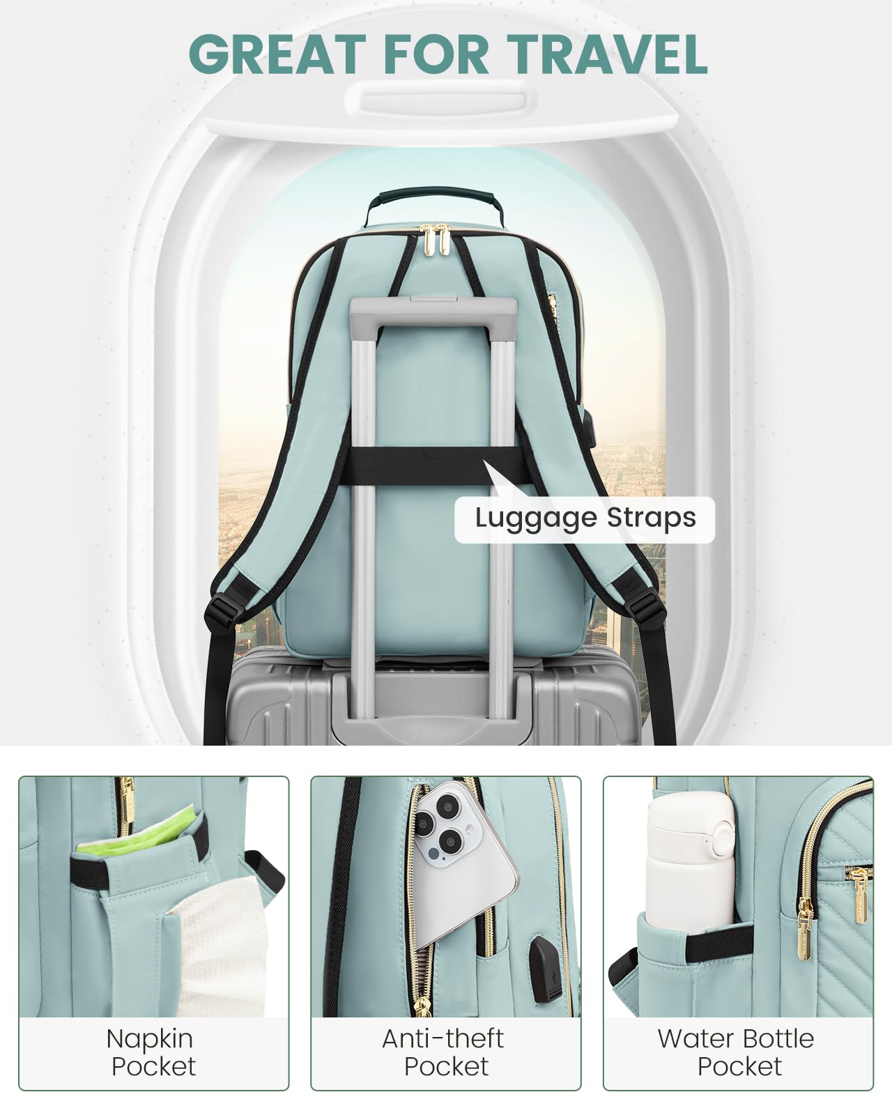 Foto 5 pulgar | Mochila Lovevook Para Portátil De 15.6 Pulgadas Con Puerto Usb Para Mujer - Venta Internacional.