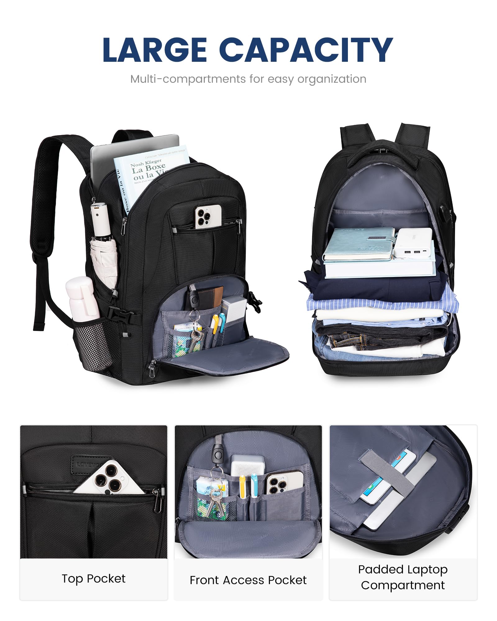 Foto 3 pulgar | Mochila Lovevook Para Portátil De Viaje, Impermeable, Antirrobo, 45 L - Venta Internacional.