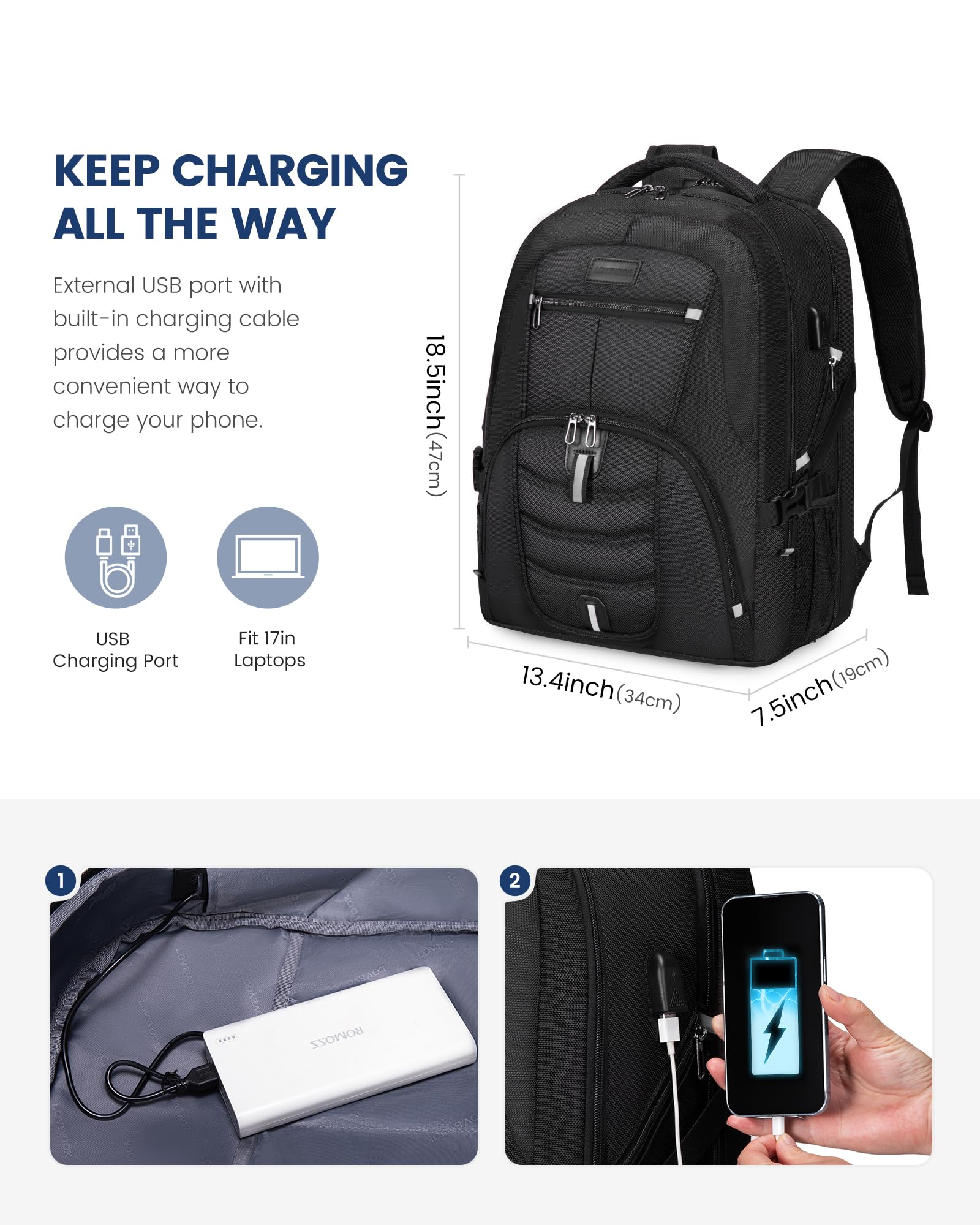 Foto 4 pulgar | Mochila Lovevook Para Portátil De Viaje, Impermeable, Antirrobo, 45 L - Venta Internacional.