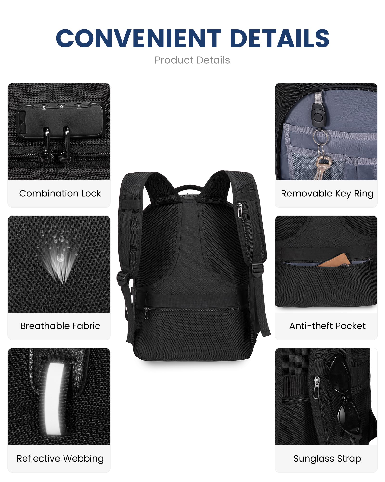 Foto 6 pulgar | Mochila Lovevook Para Portátil De Viaje, Impermeable, Antirrobo, 45 L - Venta Internacional.