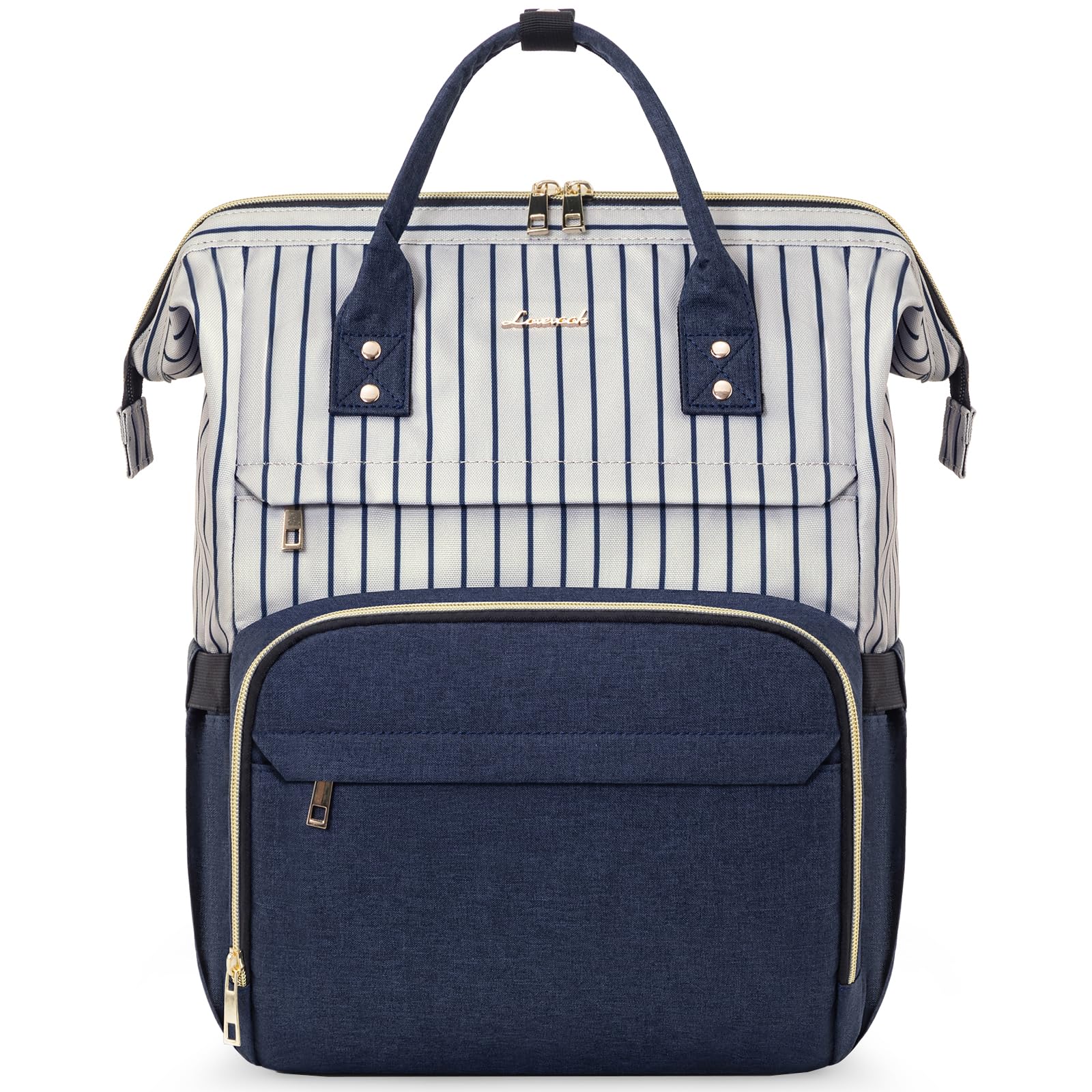 Mochila Para Portátil Lovevook Para Mujer, Trabajo, 15.6 Pulgadas, Rayas, Azul Marino - Venta Internacional.
