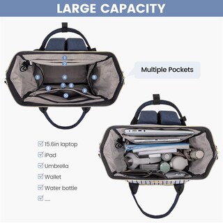 Foto 3 | Mochila Para Portátil Lovevook Para Mujer, Trabajo, 15.6 Pulgadas, Rayas, Azul Marino - Venta Internacional.