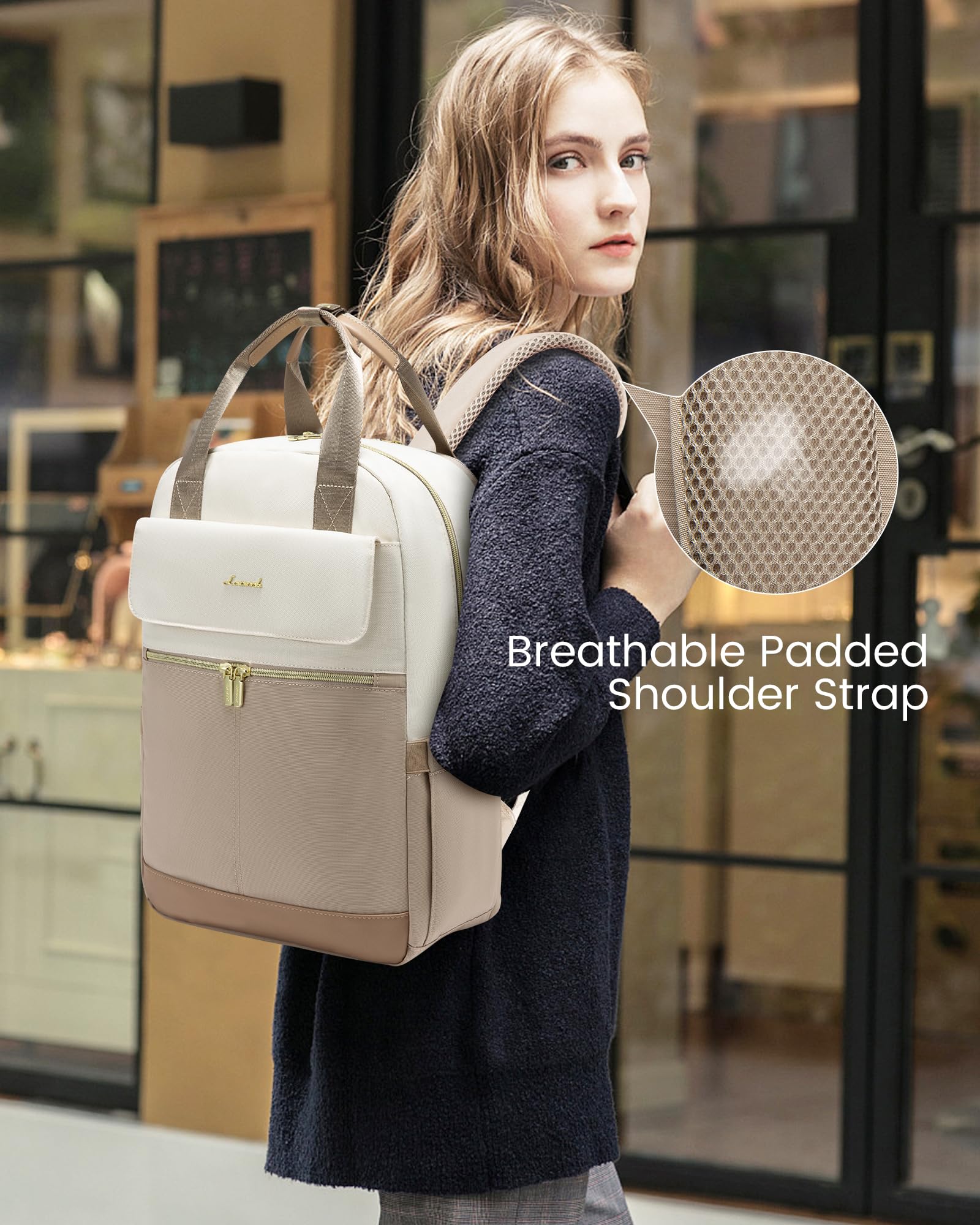 Foto 7 | Mochila Para Portátil Lovevook Para Mujer De 15.6 Pulgadas Con Puerto Usb A Prueba De Agua - Venta Internacional.