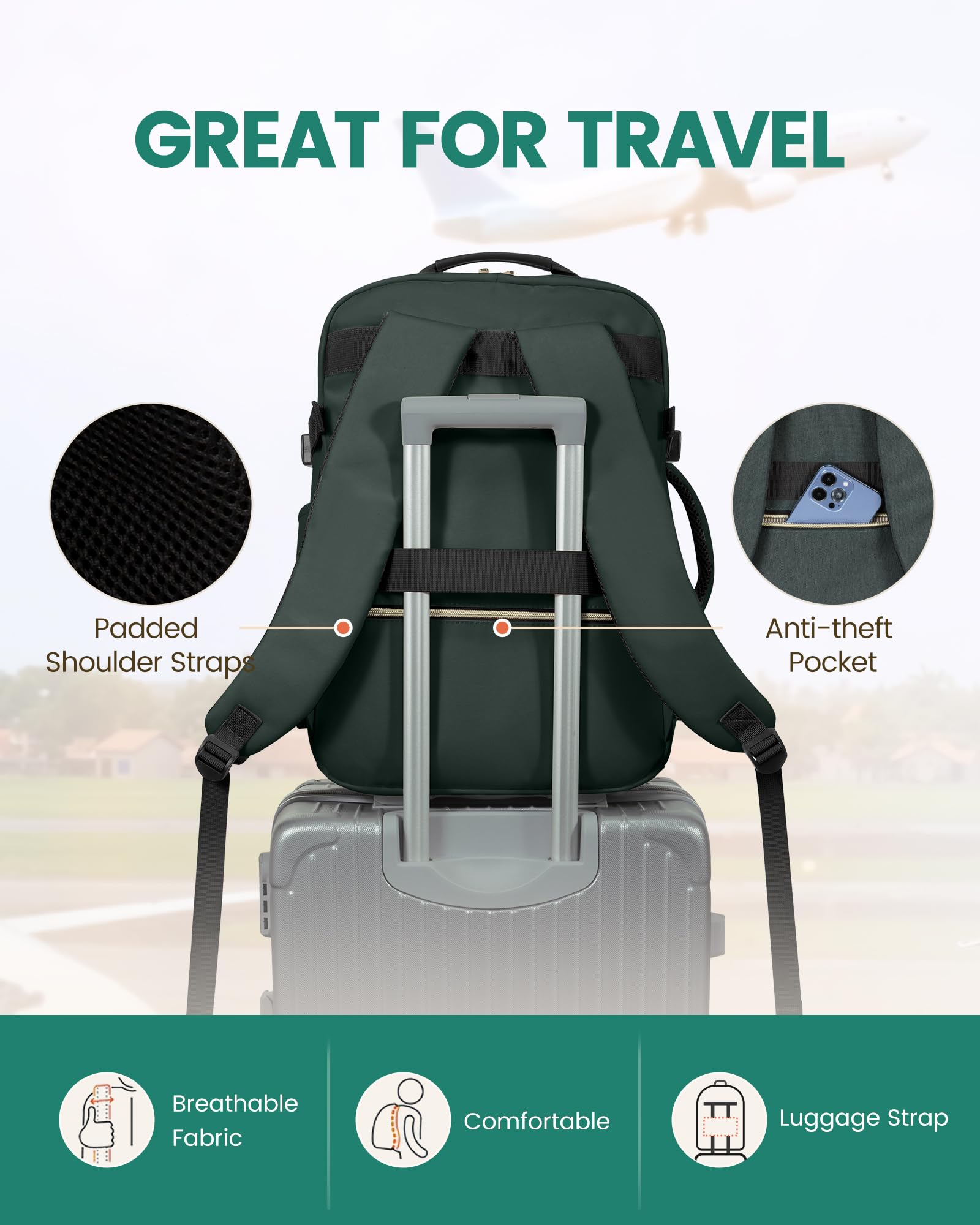 Foto 7 pulgar | Mochila De Viaje Lovevook De 40 Litros Con Compartimento Para Portátil De 17,3'' - Venta Internacional.