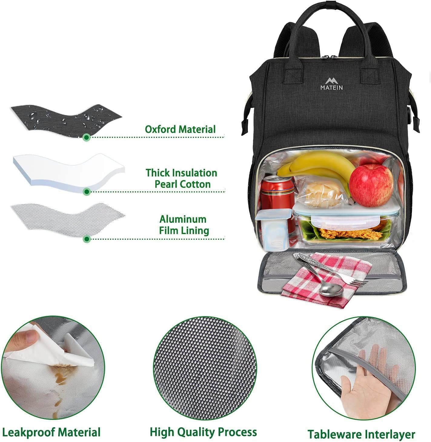 Foto 6 pulgar | Mochila De Almuerzo Matein Para Hombre Y Mujer Con Puerto De Carga Usb - Venta Internacional.