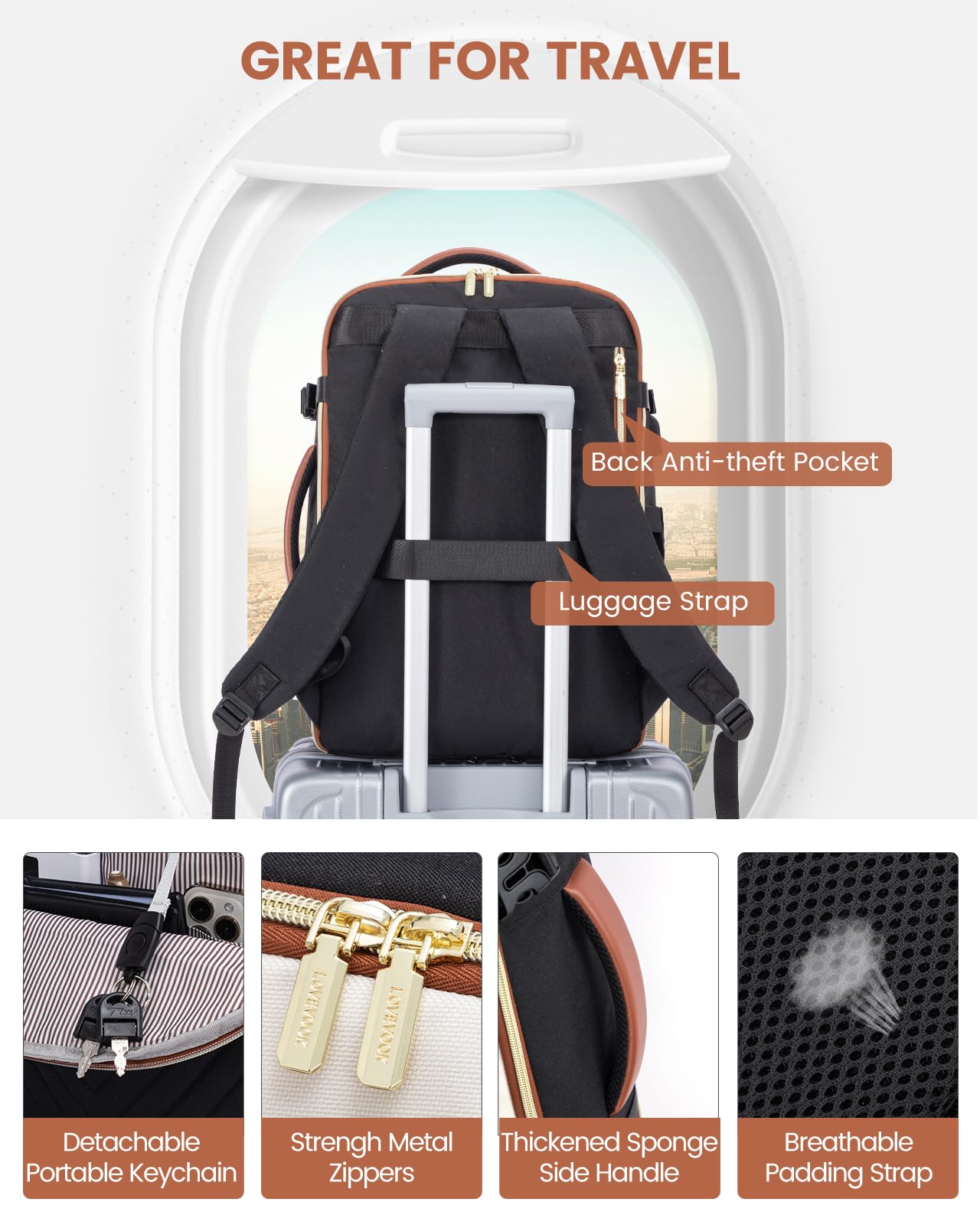 Foto 8 pulgar | Mochila De Viaje Lovevook 35l Para Mujer Con Portátil De 15,6 Pulgadas - Venta Internacional.