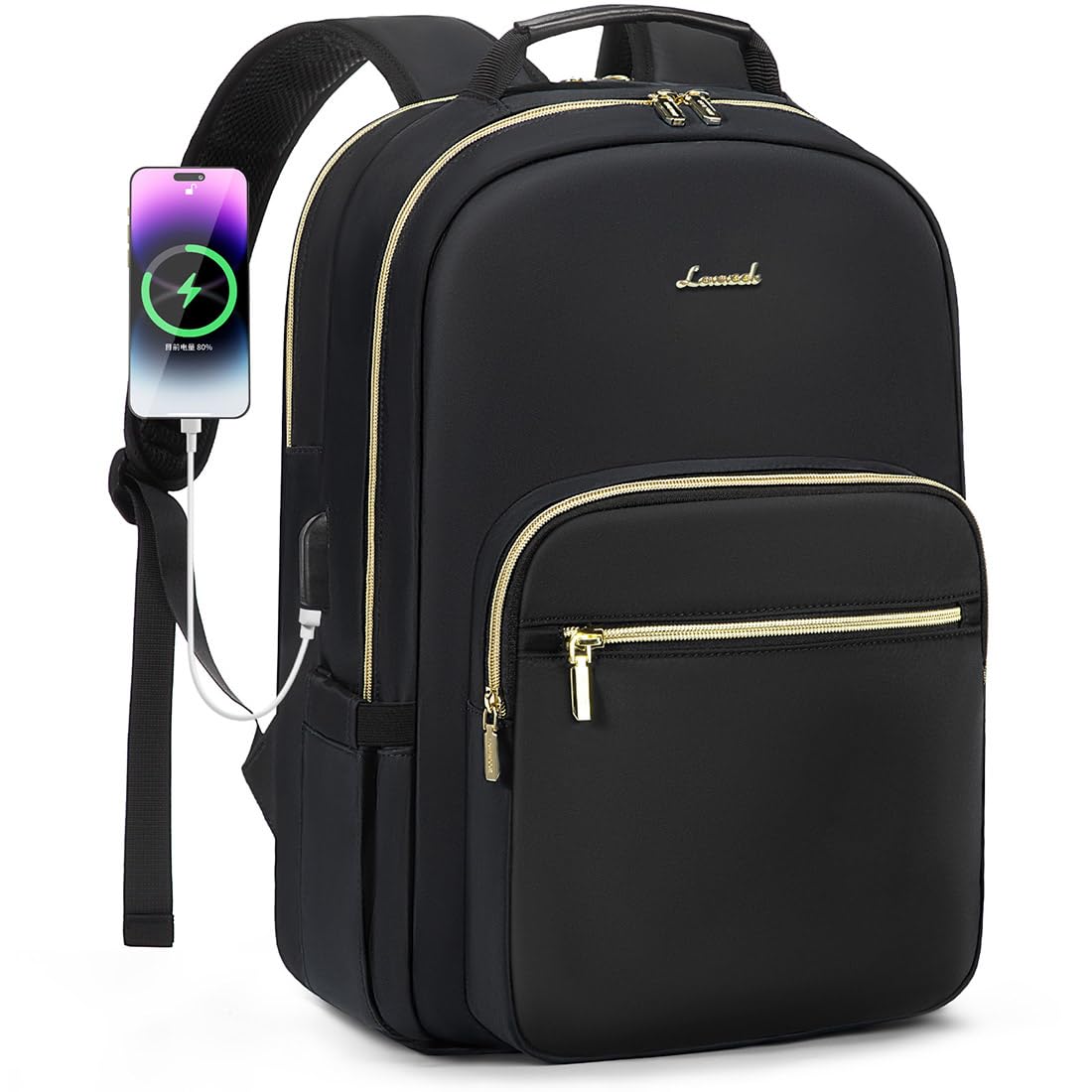 Mochila Para Portátil Lovevook Para Mujer, 15.6 Pulgadas, Impermeable, Negra - Venta Internacional.