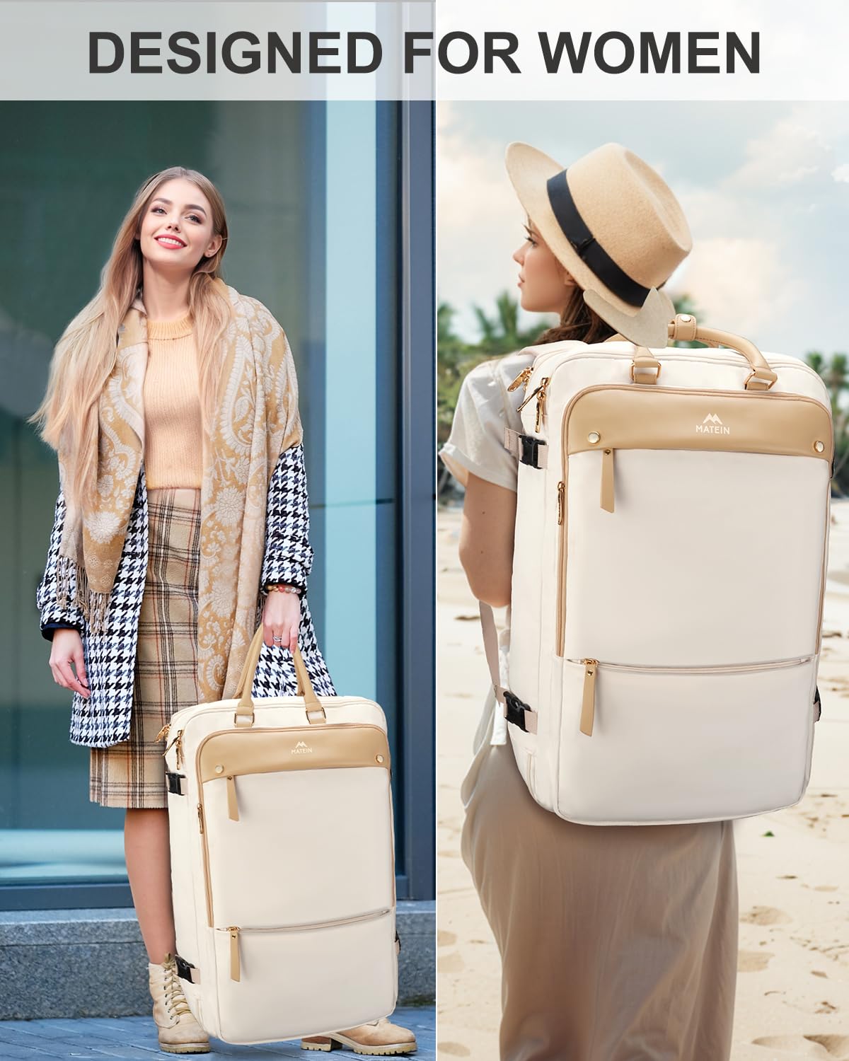 Foto 8 pulgar | Mochila Matein Carry On Tsa De 52 Litros Para Portátil De Viaje De 17 Pulgadas, Color Beige - Venta Internacional.