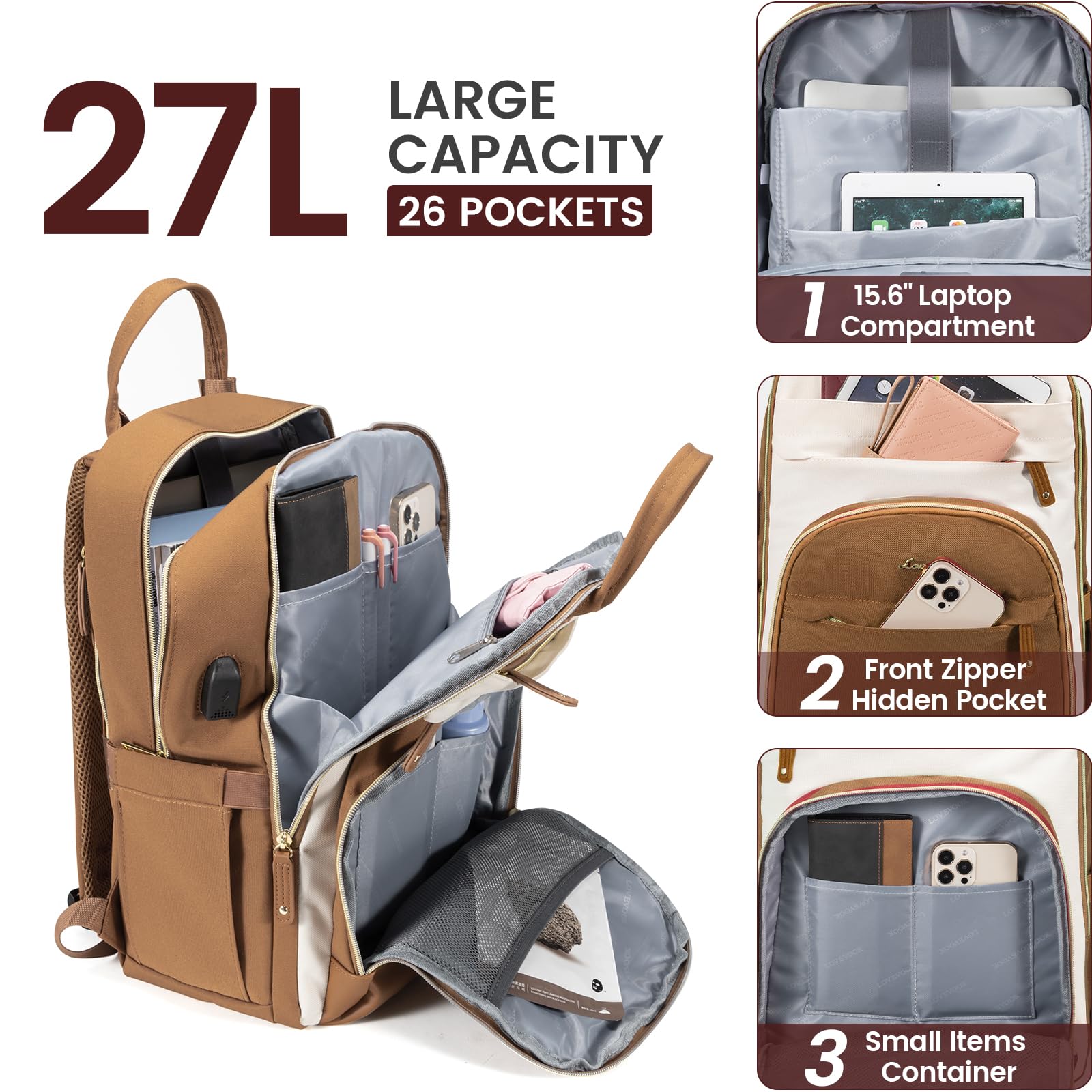 Foto 3 pulgar | Mochila Lovevook Para Portátil De Mujer De 15,6 Pulgadas, Impermeable, De Nailon - Venta Internacional.