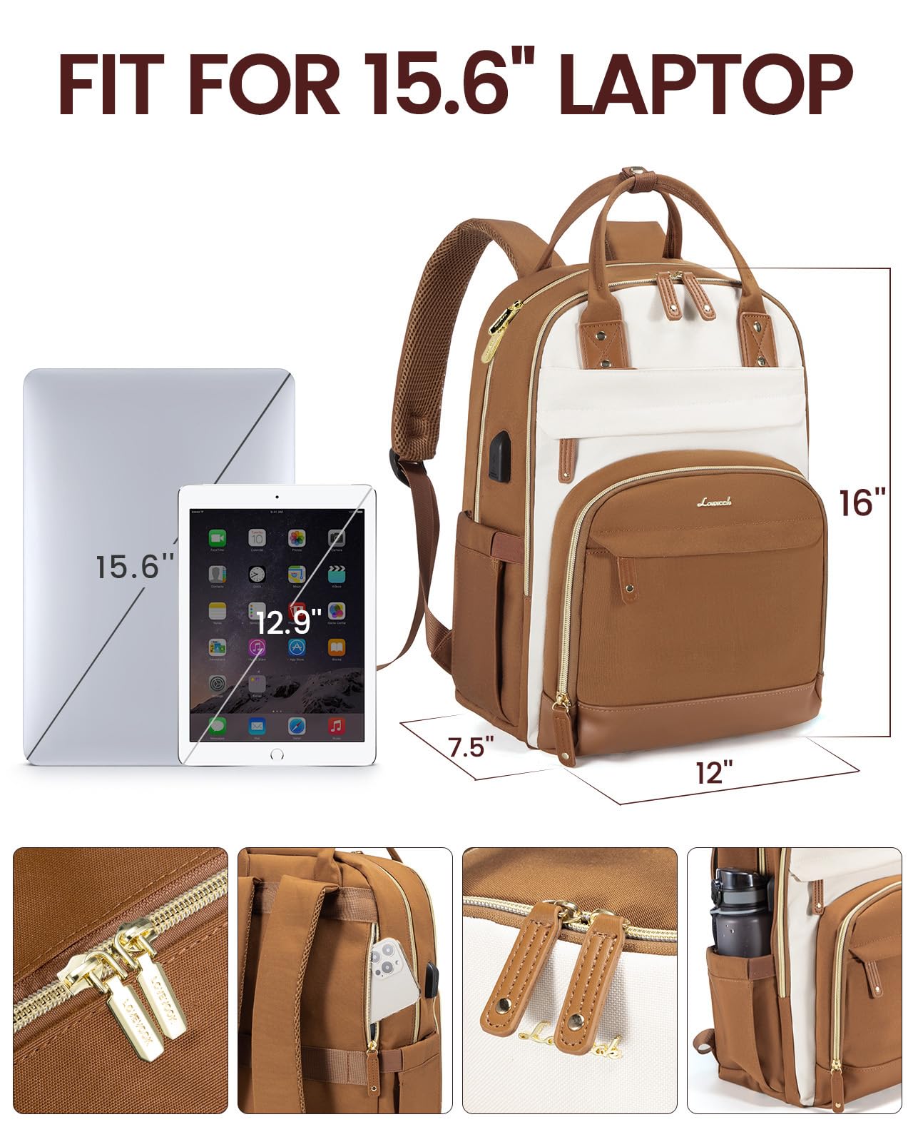 Foto 4 pulgar | Mochila Lovevook Para Portátil De Mujer De 15,6 Pulgadas, Impermeable, De Nailon - Venta Internacional.