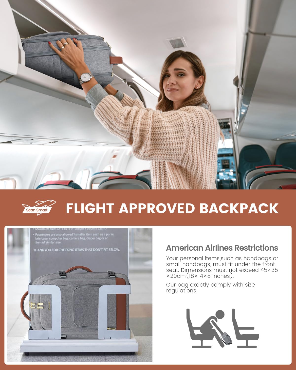 Foto 7 | Mochila De Viaje Lovevook Carry On De 40 Litros Para Mujer Con Portátil De 17 Pulgadas - Venta Internacional.