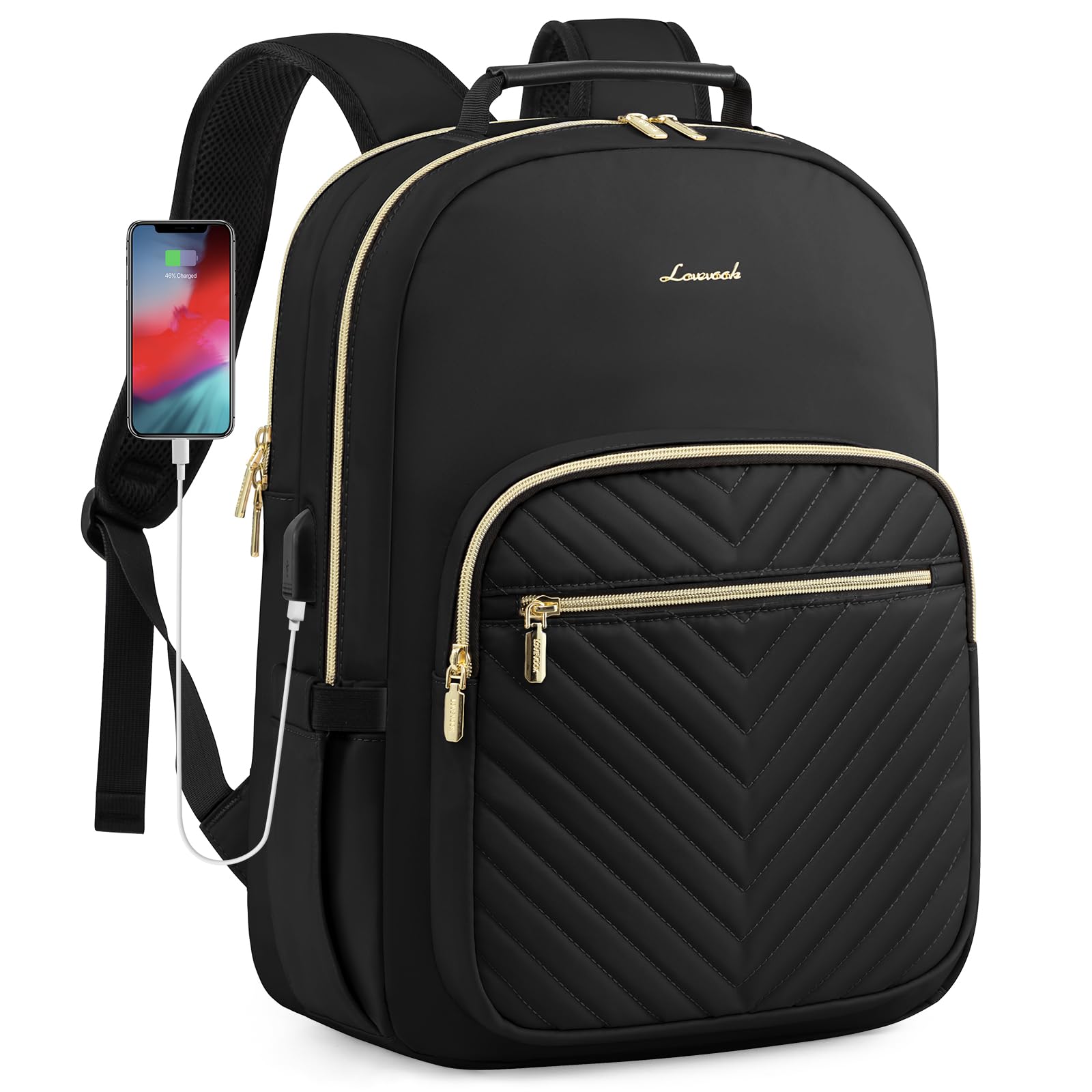Mochila Lovevook Para Portátil De 17 Pulgadas Con Puerto Usb Para Mujer, Color Negro - Venta Internacional.