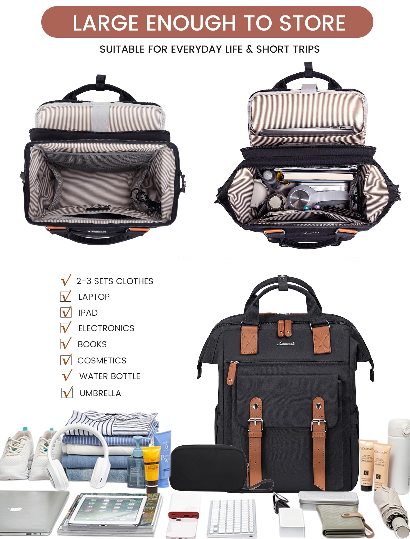 Foto 4 | Mochila Para Portátil Lovevook Women Teacher De 15,6 Pulgadas Con Puerto Usb - Venta Internacional.