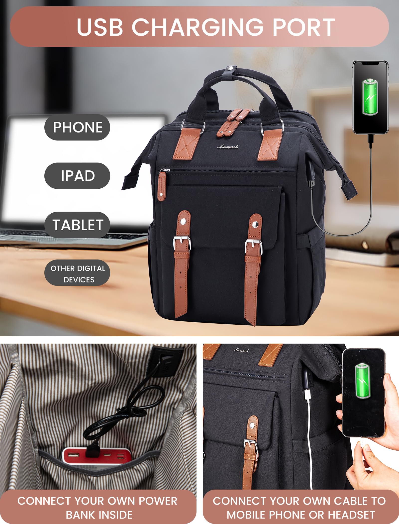 Foto 6 pulgar | Mochila Para Portátil Lovevook Women Teacher De 15,6 Pulgadas Con Puerto Usb - Venta Internacional.