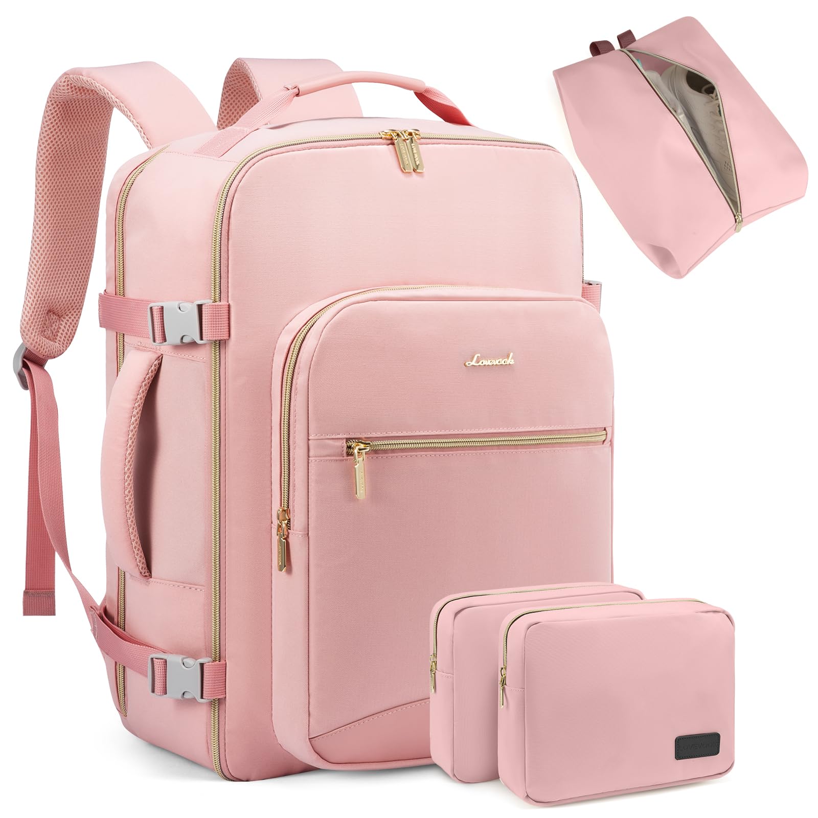 Mochila De Viaje Lovevook Para Mujer Con Portátil De 17,3 Pulgadas, Color Rosa - Venta Internacional.