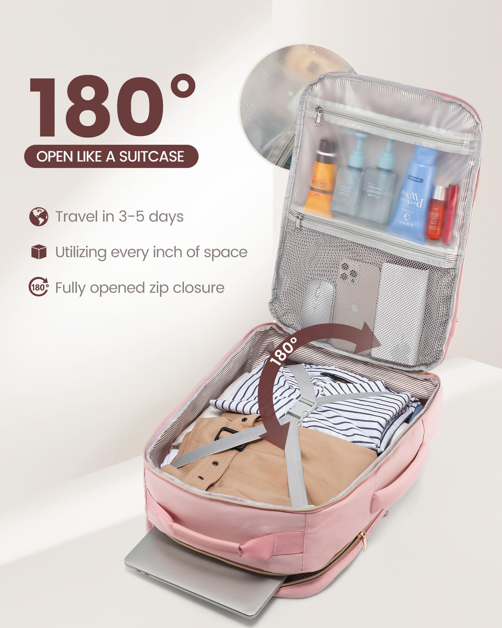 Foto 3 pulgar | Mochila De Viaje Lovevook Para Mujer Con Portátil De 17,3 Pulgadas, Color Rosa - Venta Internacional.