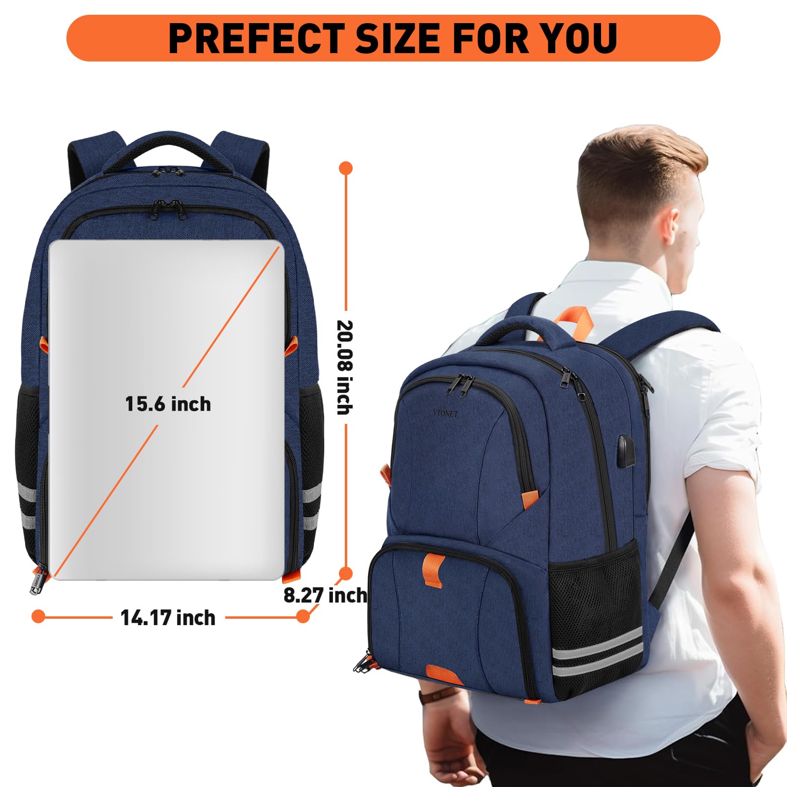 Foto 6 pulgar | Mochila De Gimnasio Ytonet Para Hombre Y Mujer Con Puerto Usb De 15,6 Pulgadas Para Portátil - Venta Internacional.