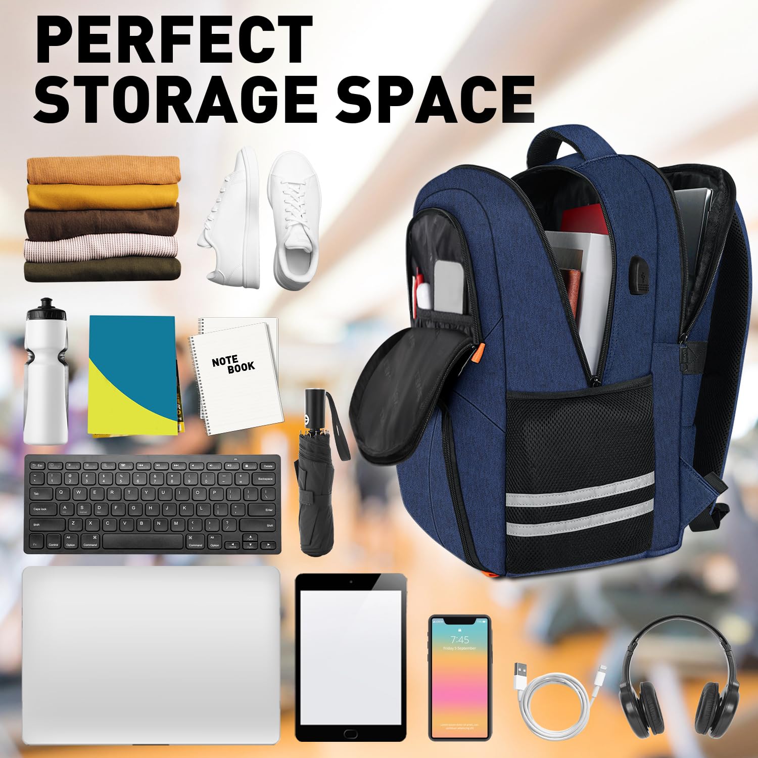 Foto 7 | Mochila De Gimnasio Ytonet Para Hombre Y Mujer Con Puerto Usb De 15,6 Pulgadas Para Portátil - Venta Internacional.