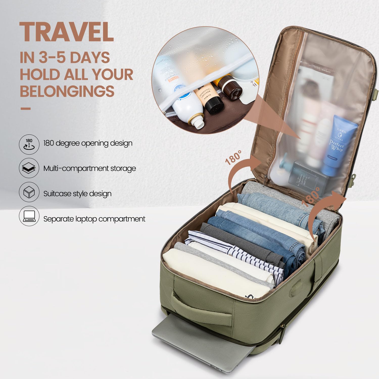 Foto 4 pulgar | Mochila De Viaje Lovevook De 40 Litros Con 3 Cubos De Embalaje Para Mujer - Venta Internacional.