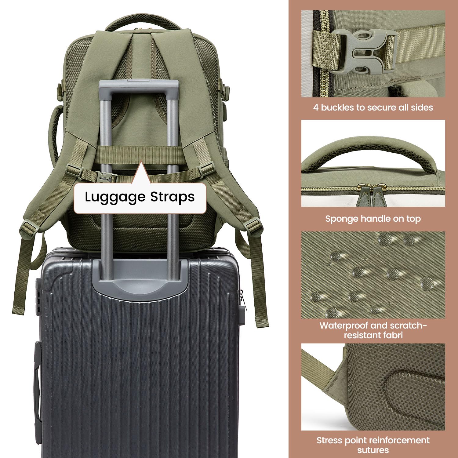 Foto 7 | Mochila De Viaje Lovevook De 40 Litros Con 3 Cubos De Embalaje Para Mujer - Venta Internacional.