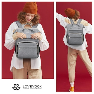 Foto 7 | Mochila Para Portátil Lovevook Para Mujer, 15.6 Pulgadas, Impermeable, Gris - Venta Internacional.
