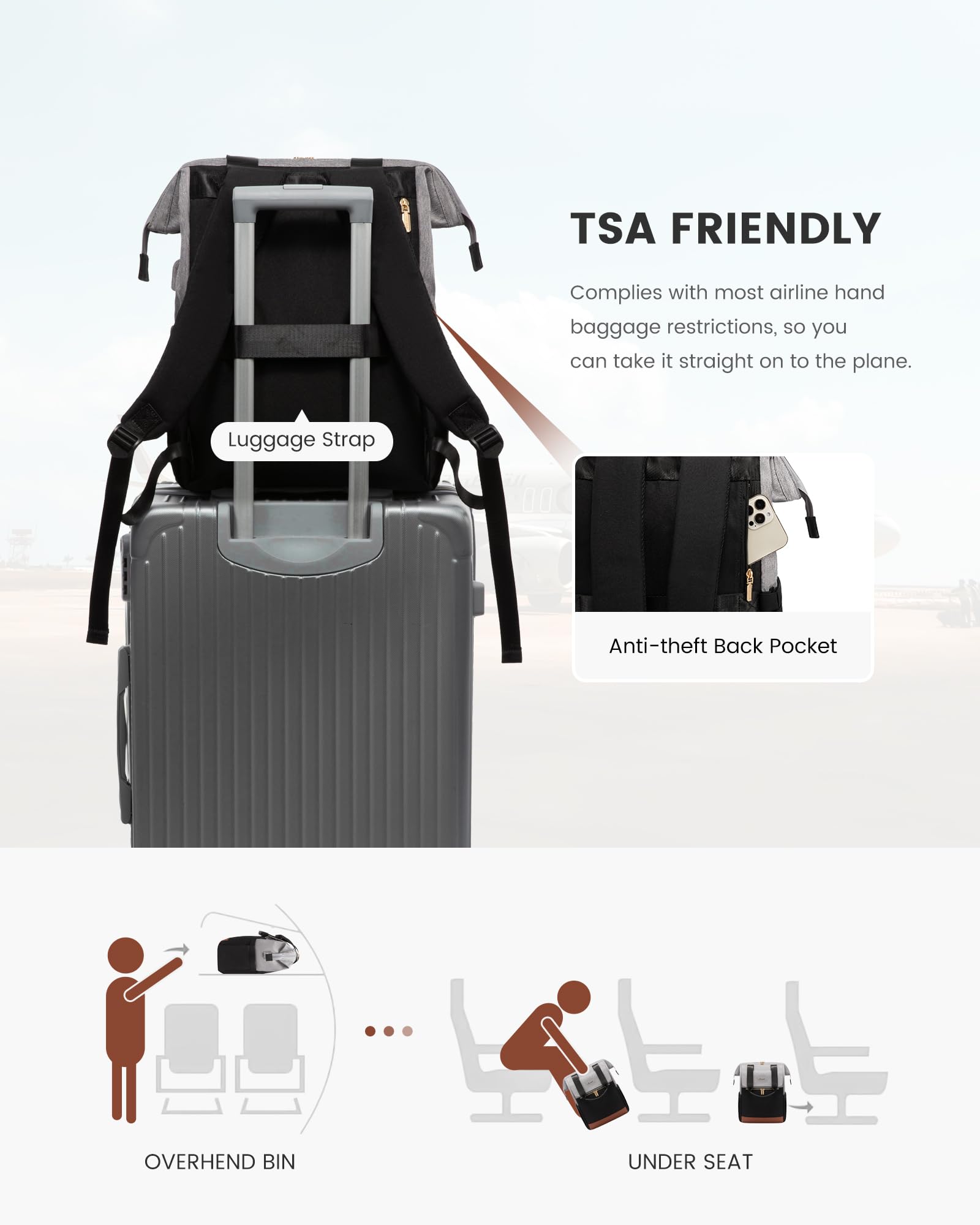 Foto 6 pulgar | Mochila Para Portátil Lovevook Para Mujer De 15.6 Pulgadas Con Puerto Usb Gris-negro - Venta Internacional.