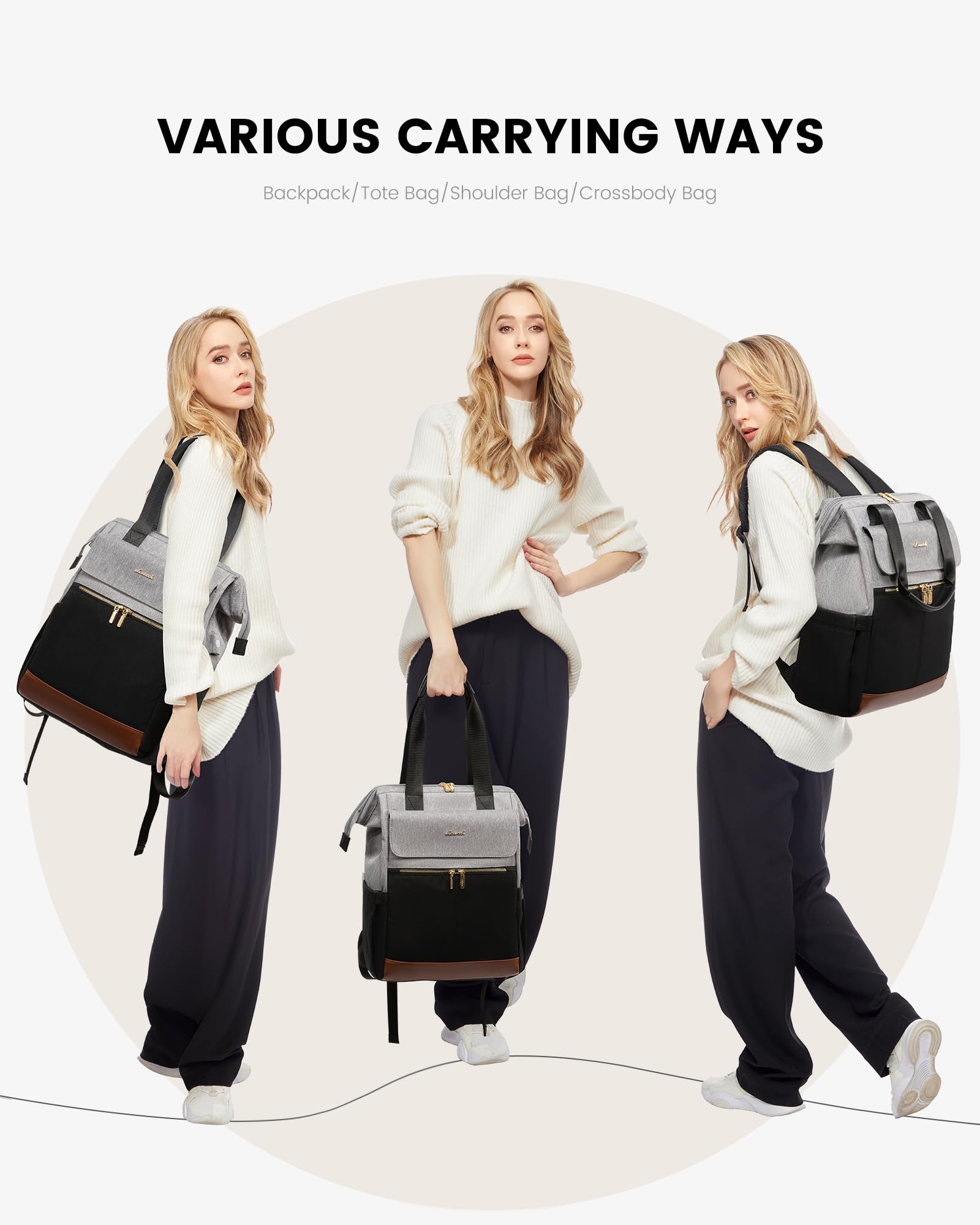 Foto 7 pulgar | Mochila Para Portátil Lovevook Para Mujer De 15.6 Pulgadas Con Puerto Usb Gris-negro - Venta Internacional.