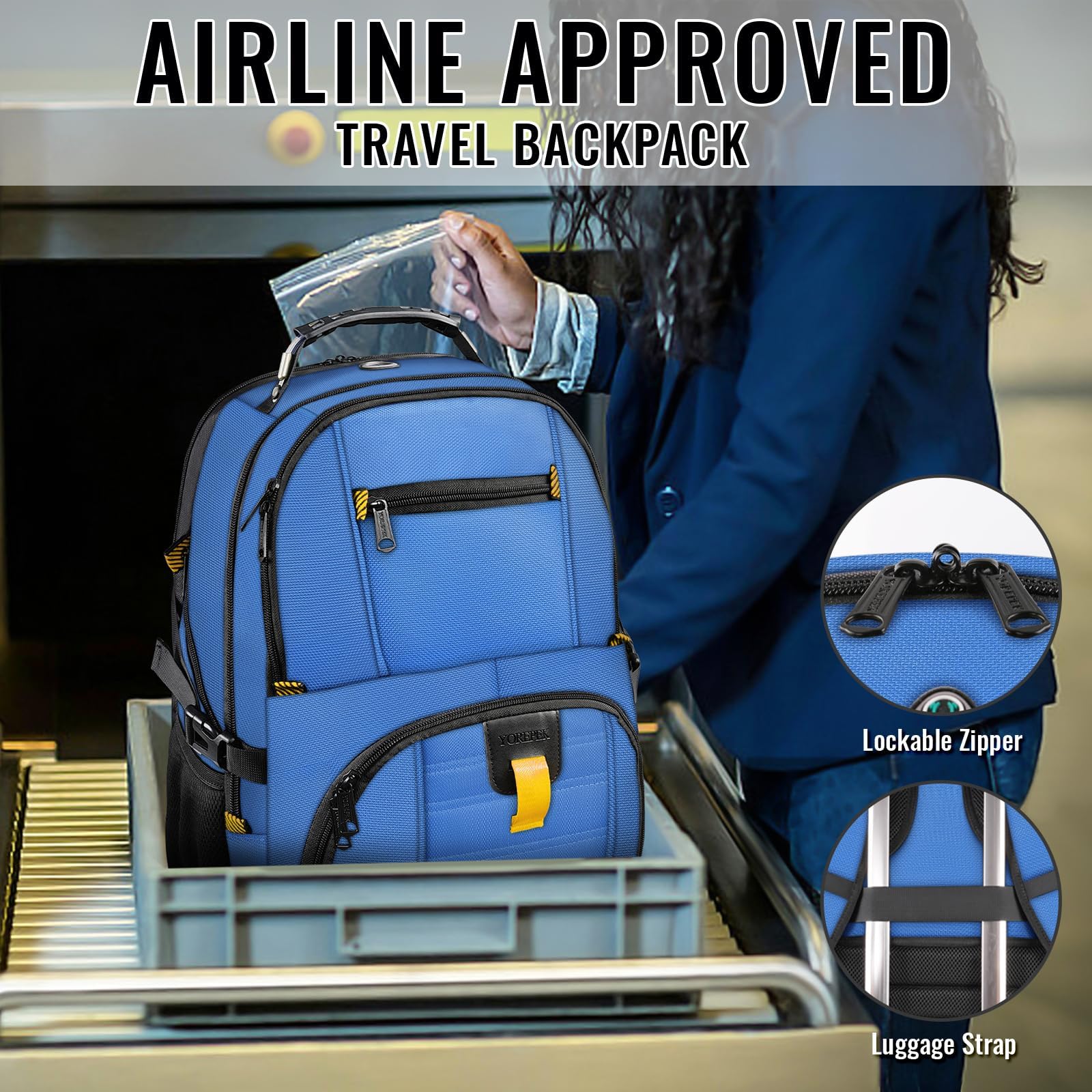 Foto 5 | Mochila De Viaje Yorepek Extra Grande, 50 L, Resistente Al Agua, 17 Pulgadas - Venta Internacional.