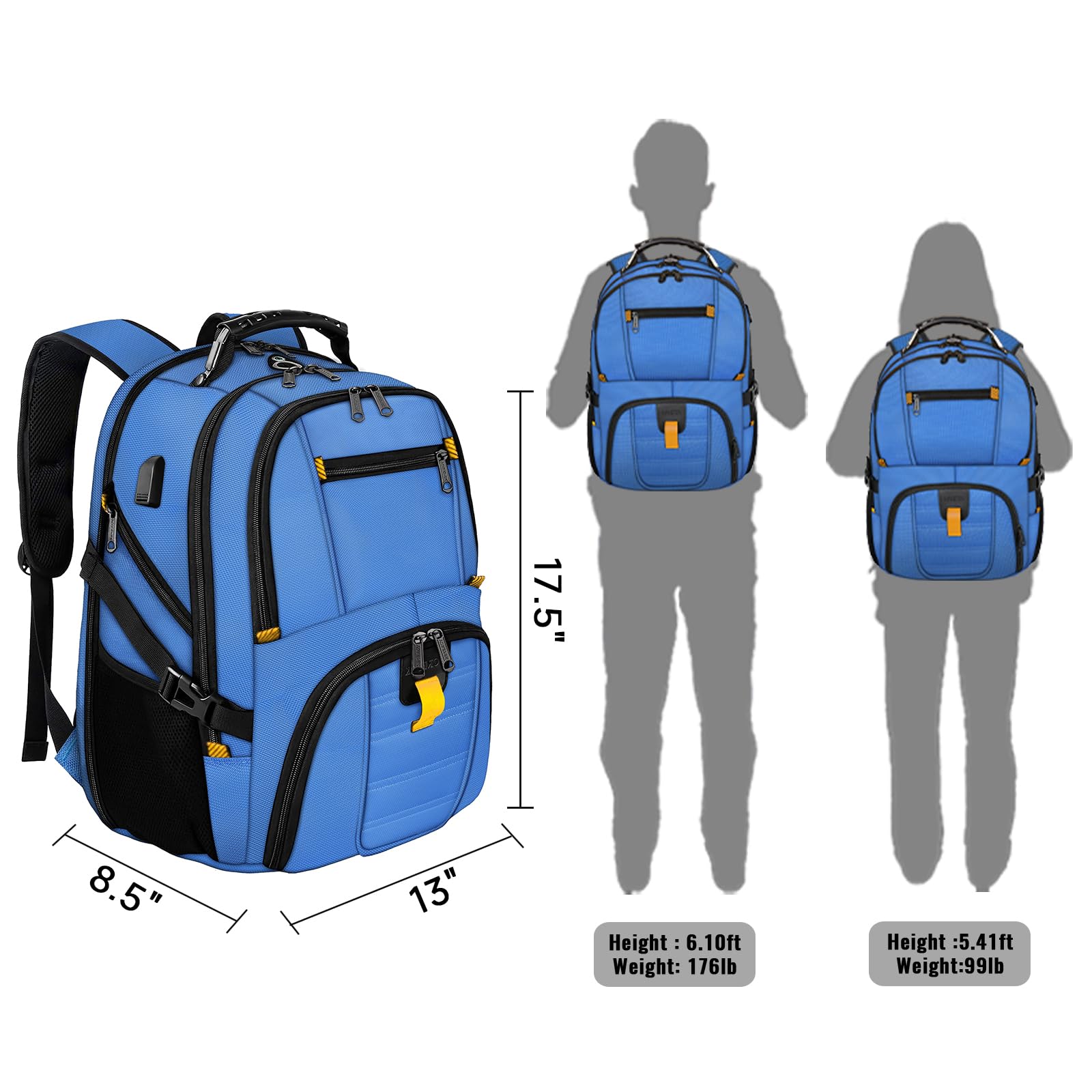 Foto 8 pulgar | Mochila De Viaje Yorepek Extra Grande, 50 L, Resistente Al Agua, 17 Pulgadas - Venta Internacional.