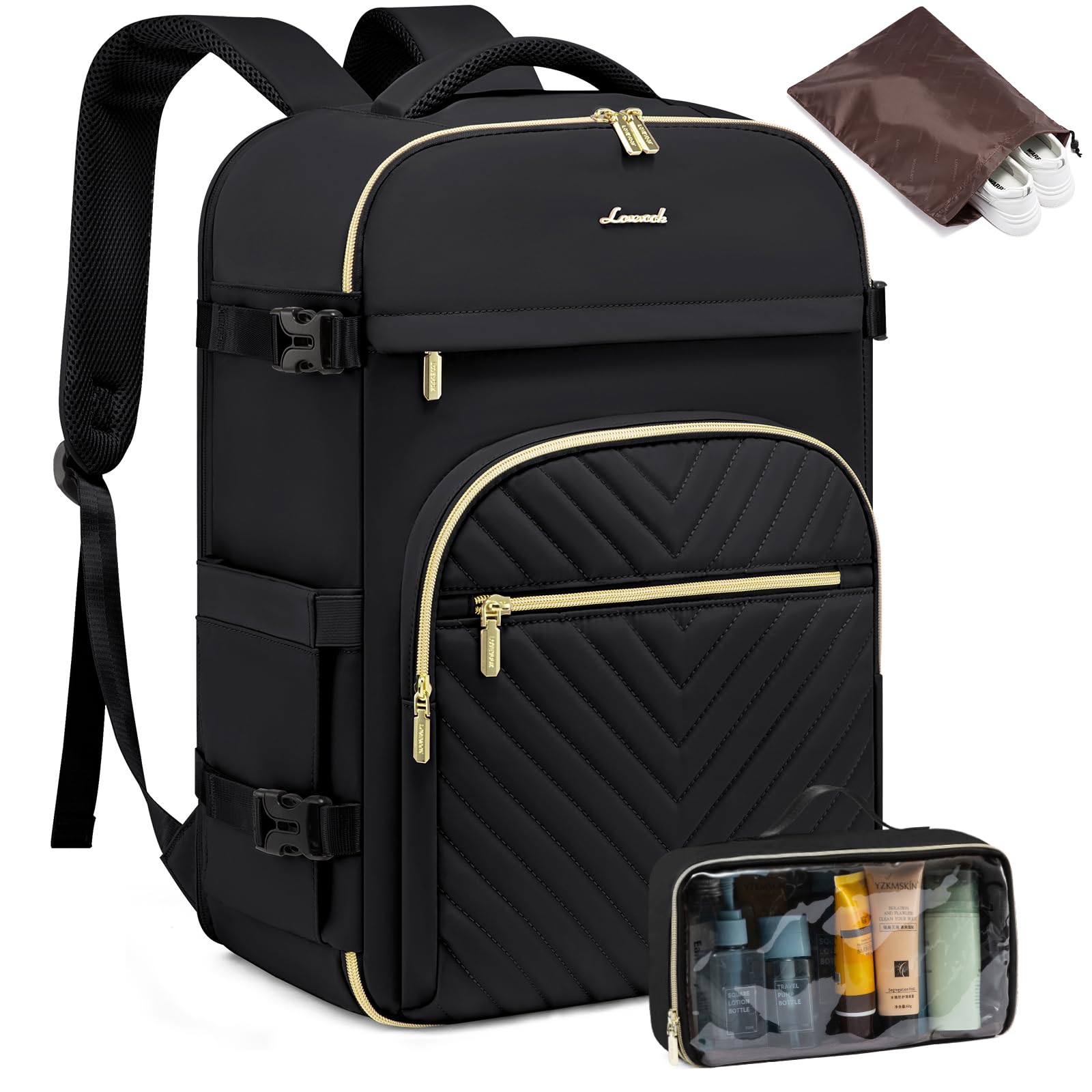 Mochila De Viaje Lovevook Carry On 35l Impermeable Negra - Venta Internacional.